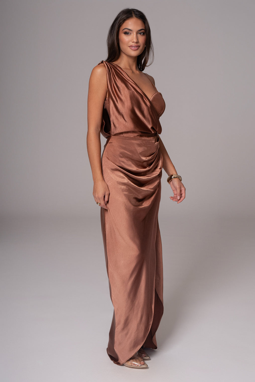 Chocolate Anastacia Drape Maxi Dress