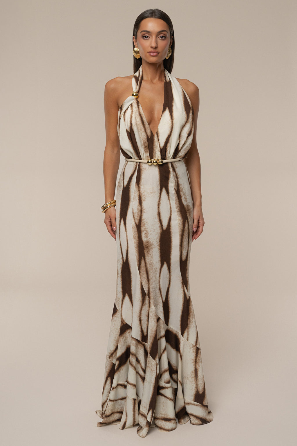 Ivory Desert Glow Flared Maxi Dress