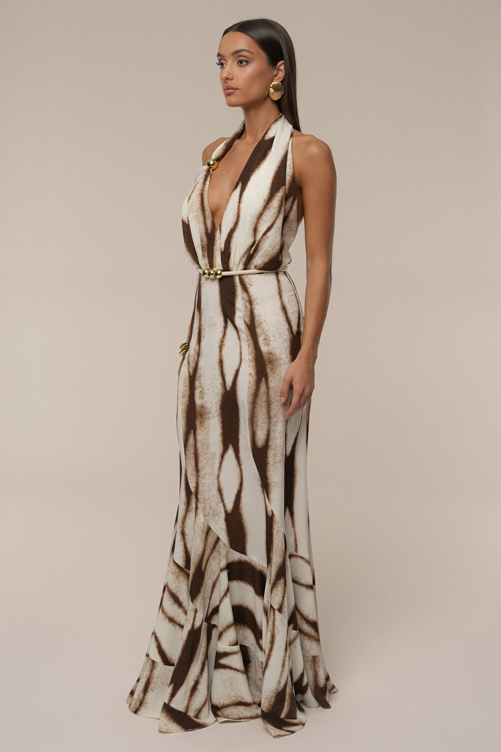 Ivory Desert Glow Flared Maxi Dress