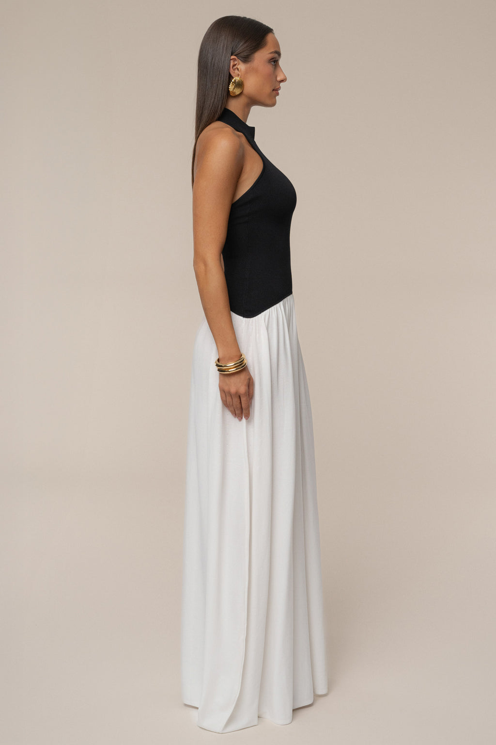 Black/Ivory Capri Contrast Maxi Dress