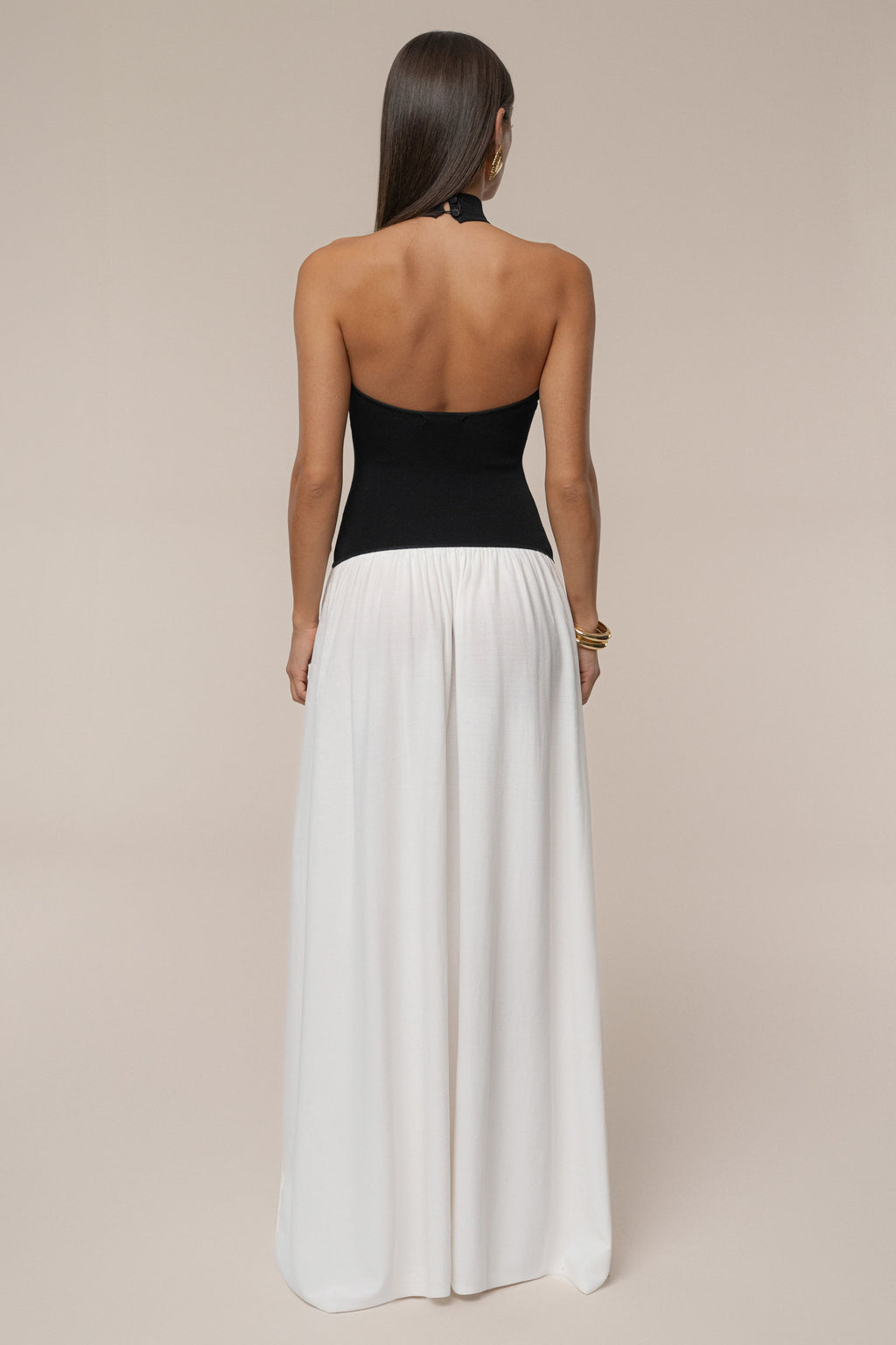 Black/Ivory Capri Contrast Maxi Dress