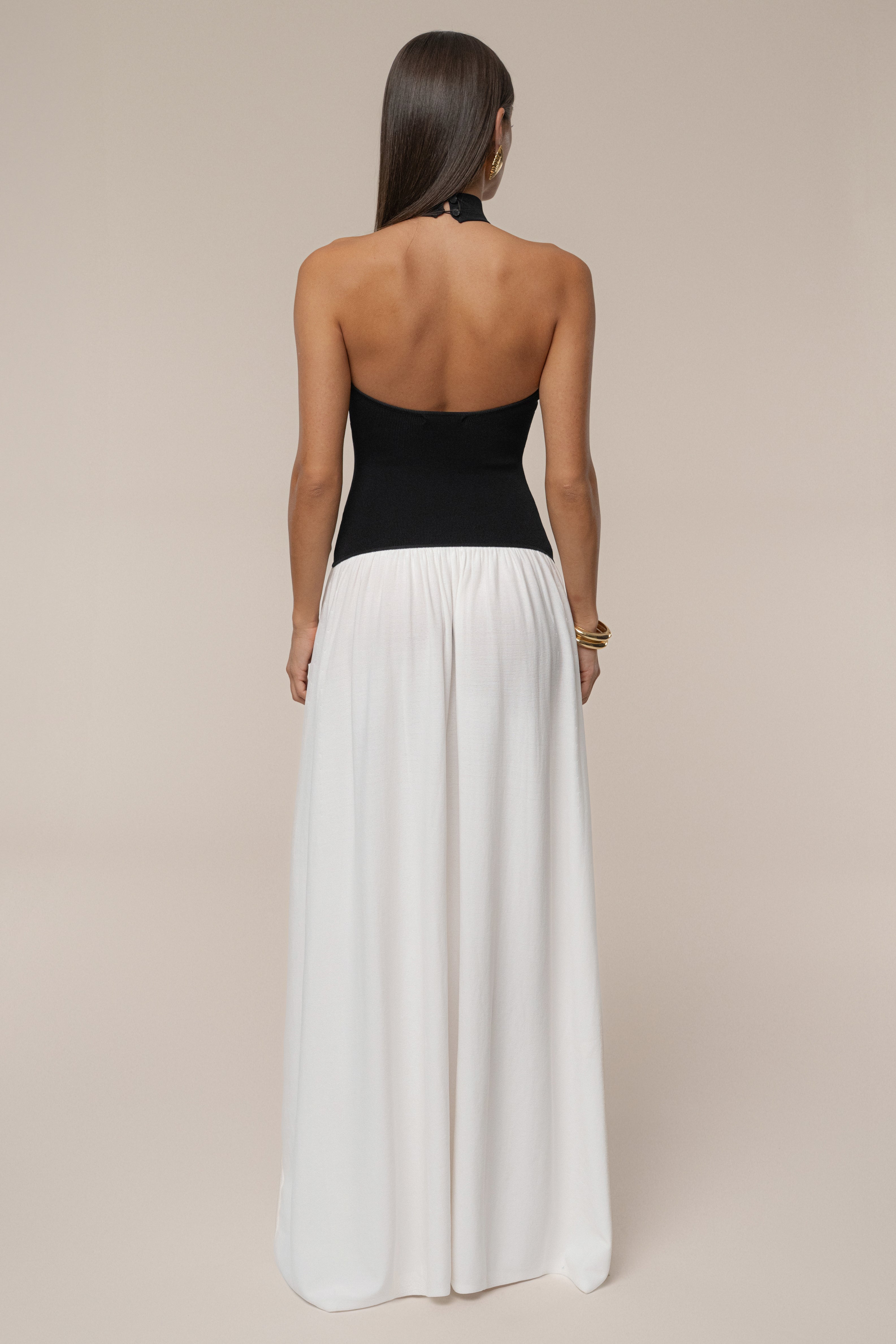 Black/Ivory Capri Contrast Maxi Dress