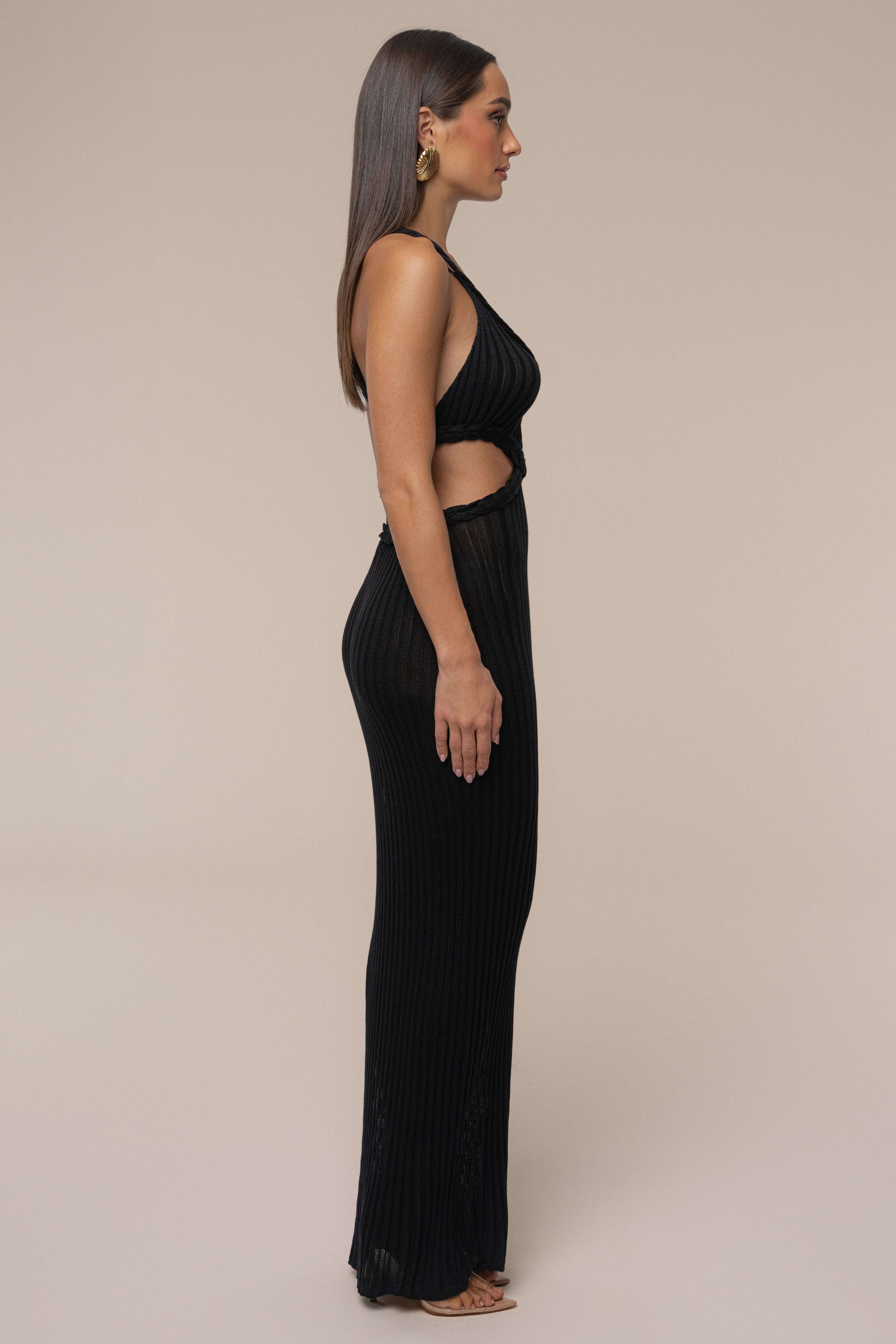Black Drift And Dream Braided Maxi Dress