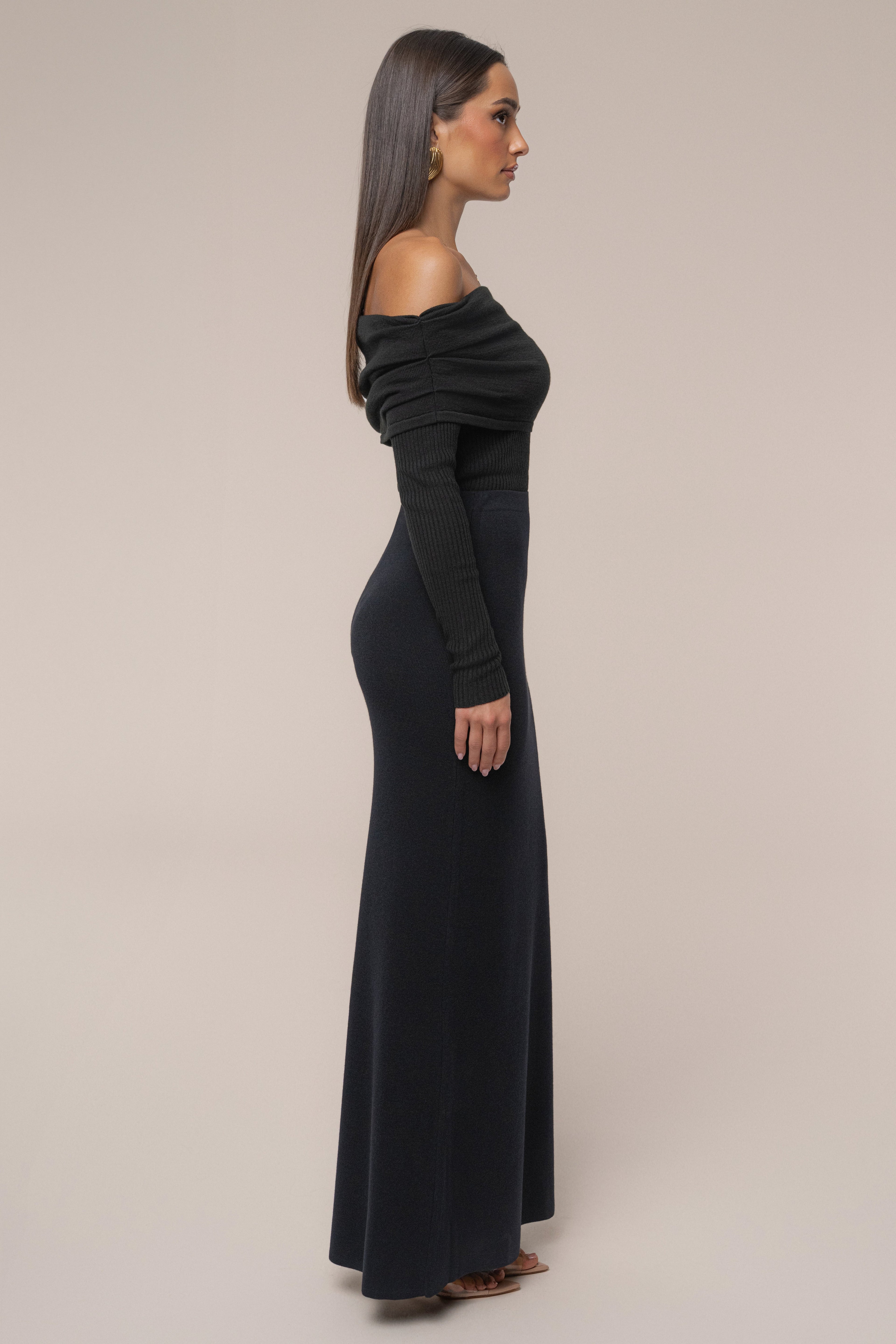 Black London Knit Maxi Skirt
