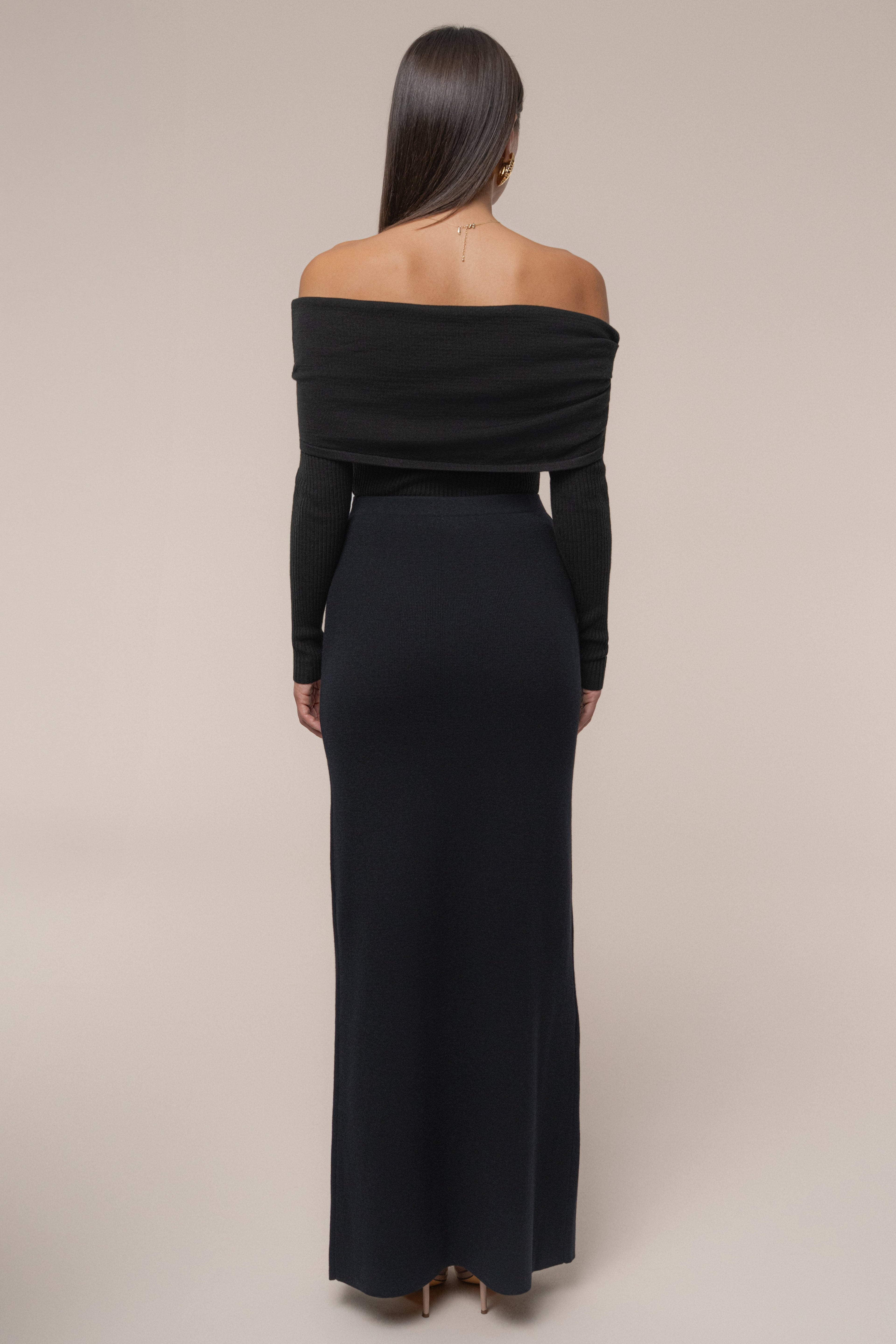 Black London Knit Maxi Skirt
