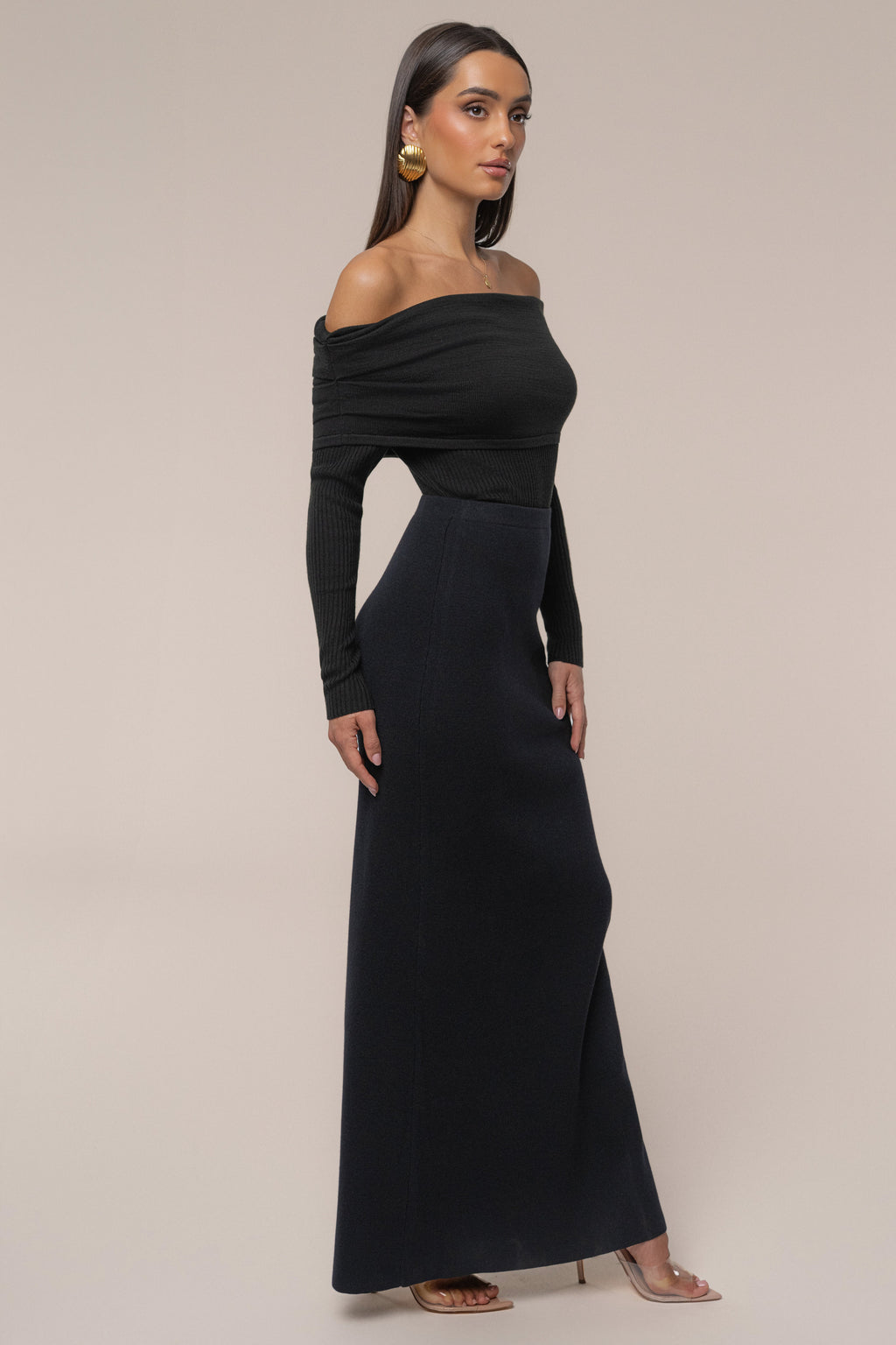 Black London Knit Maxi Skirt