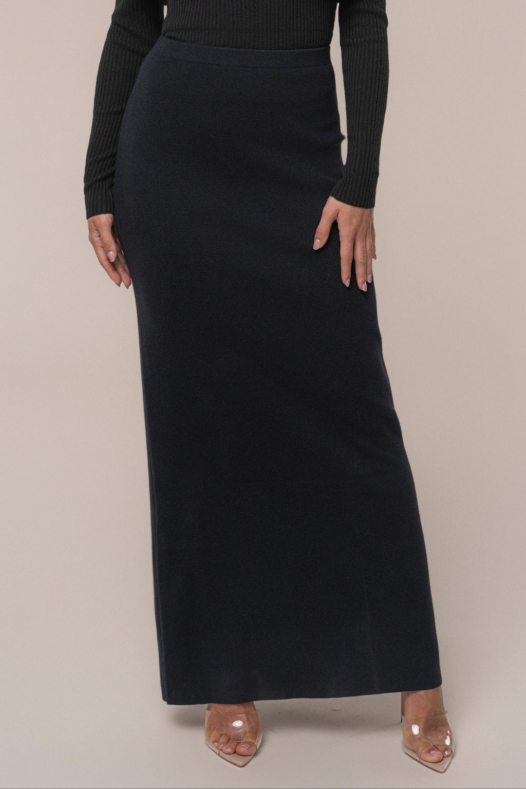 Black London Knit Maxi Skirt