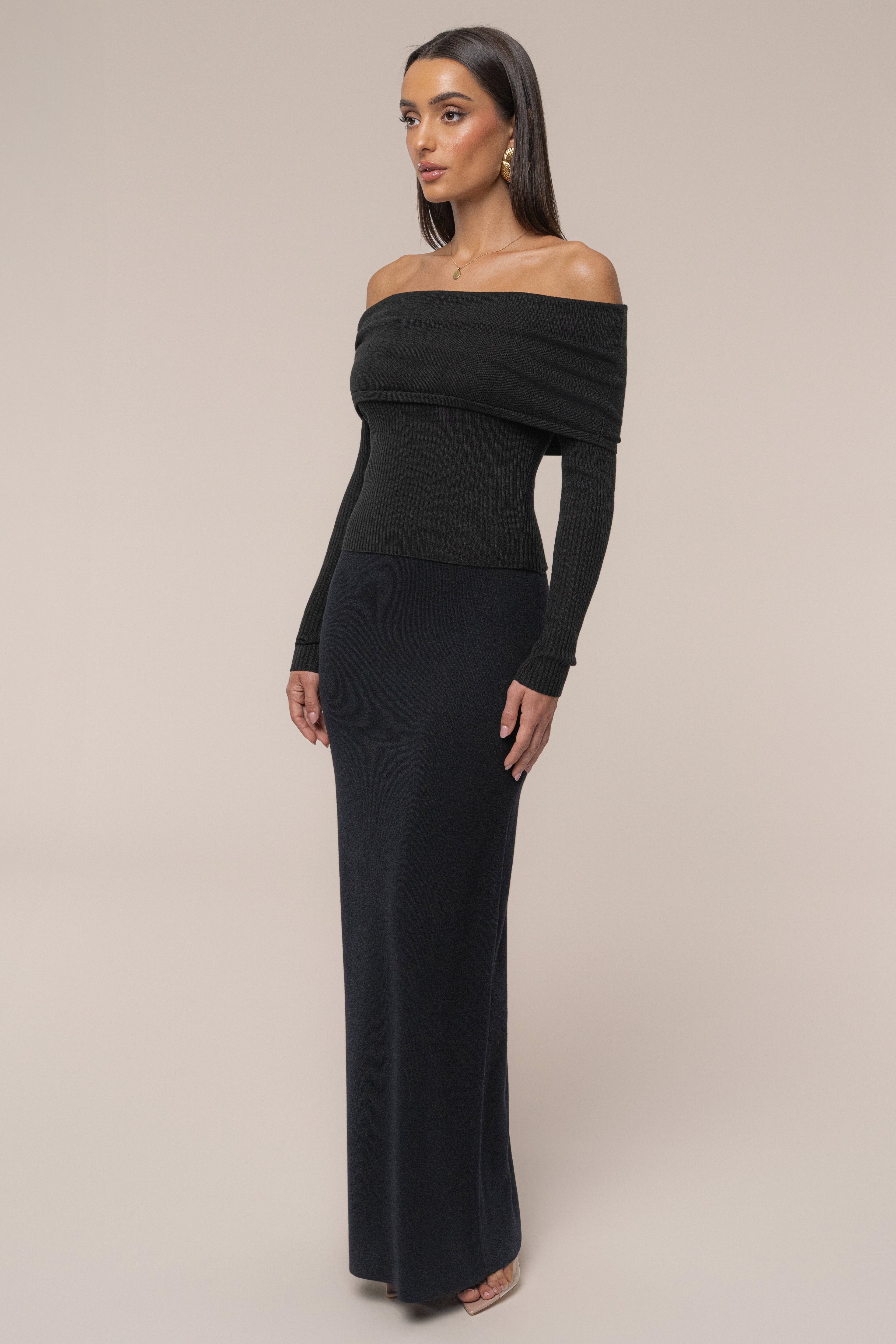Black London Knit Maxi Skirt