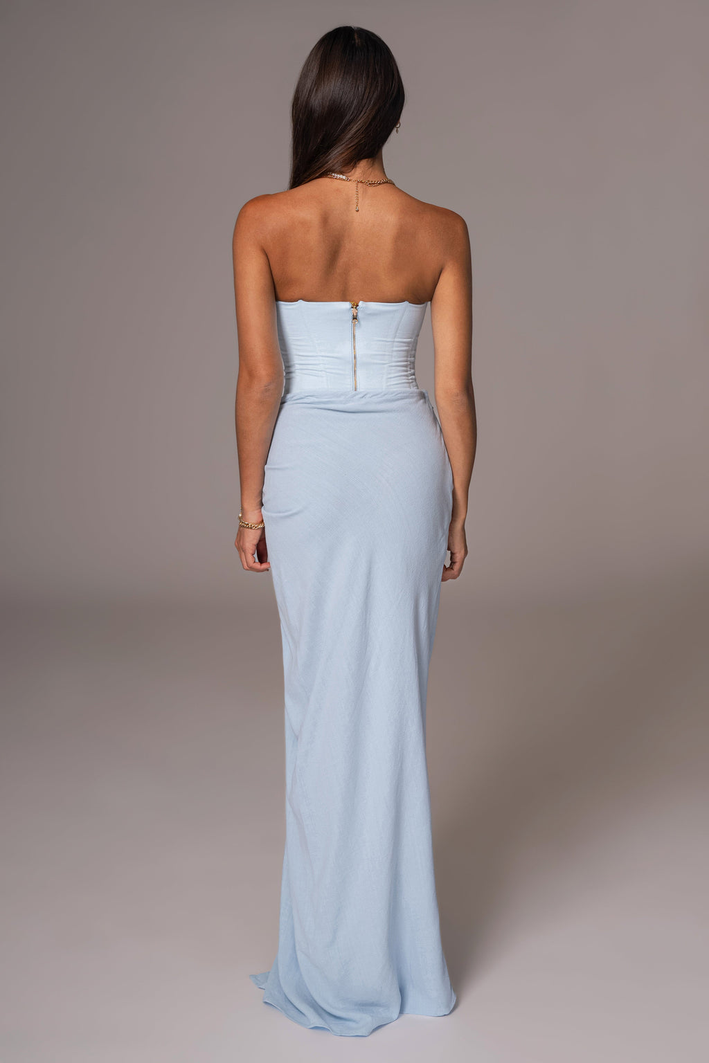 Sky Blue Noelia Linen Slit Skirt