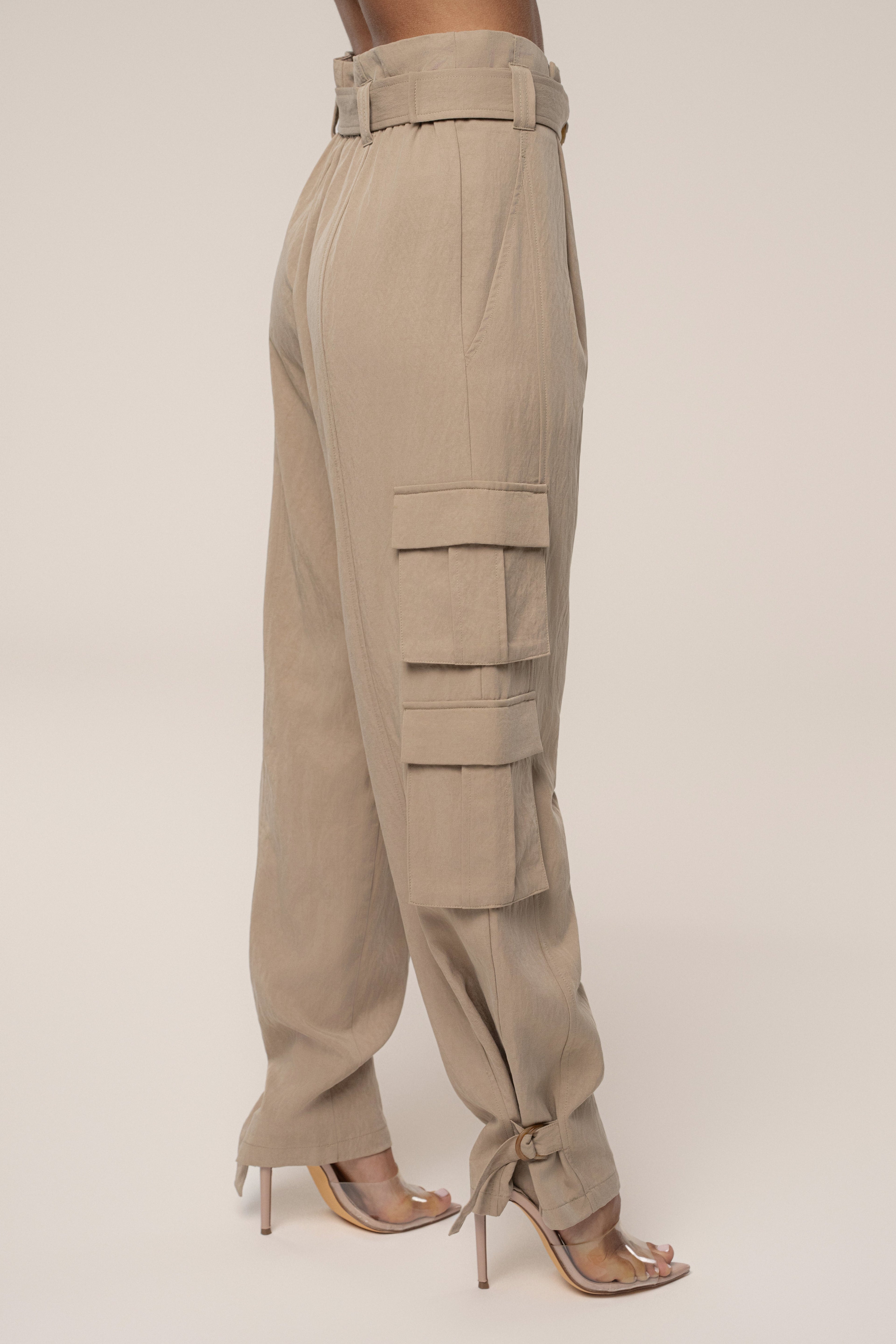 Tan Boundless Belted Cargo Pants