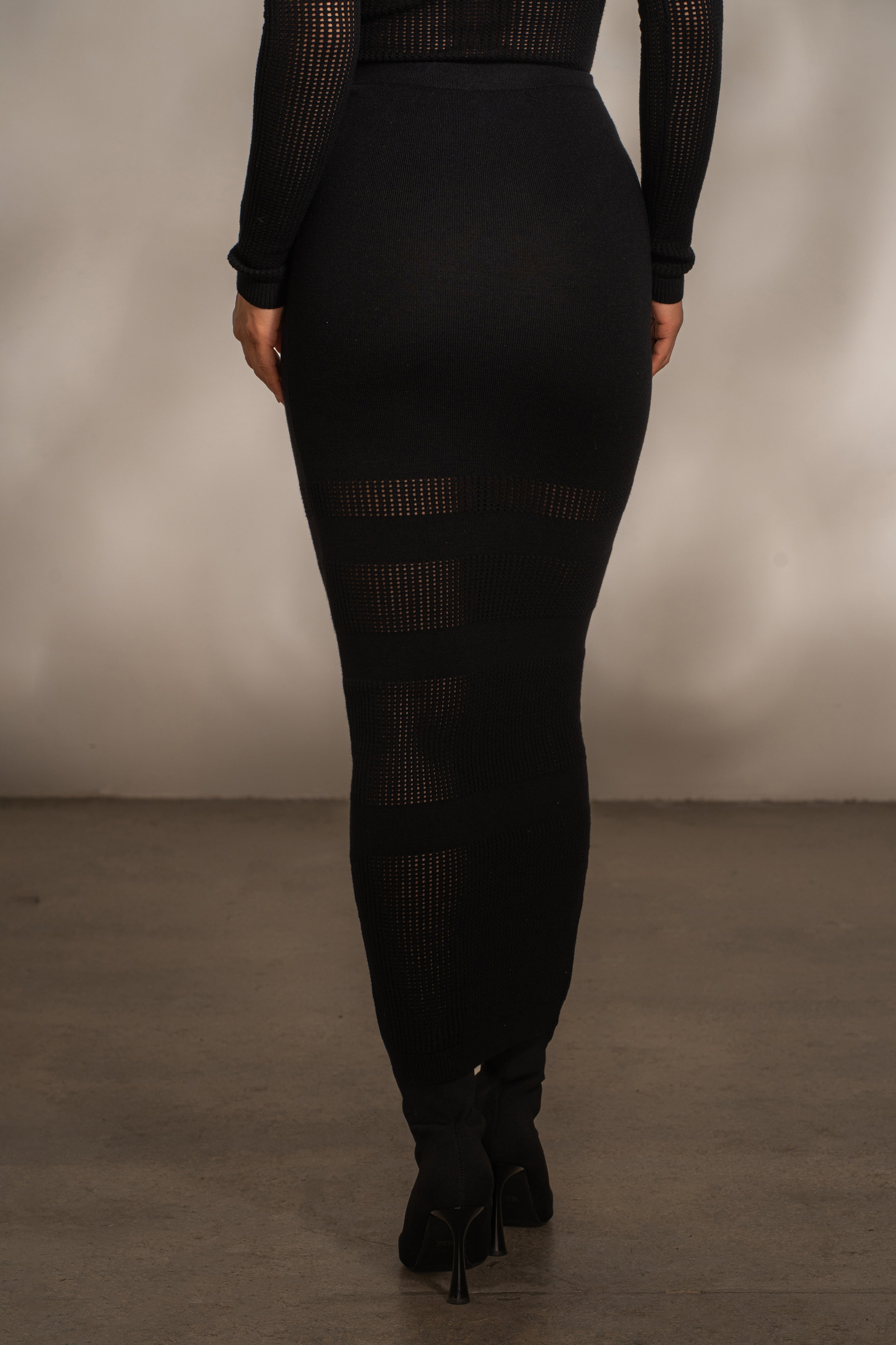Black Lina Knit Maxi Skirt