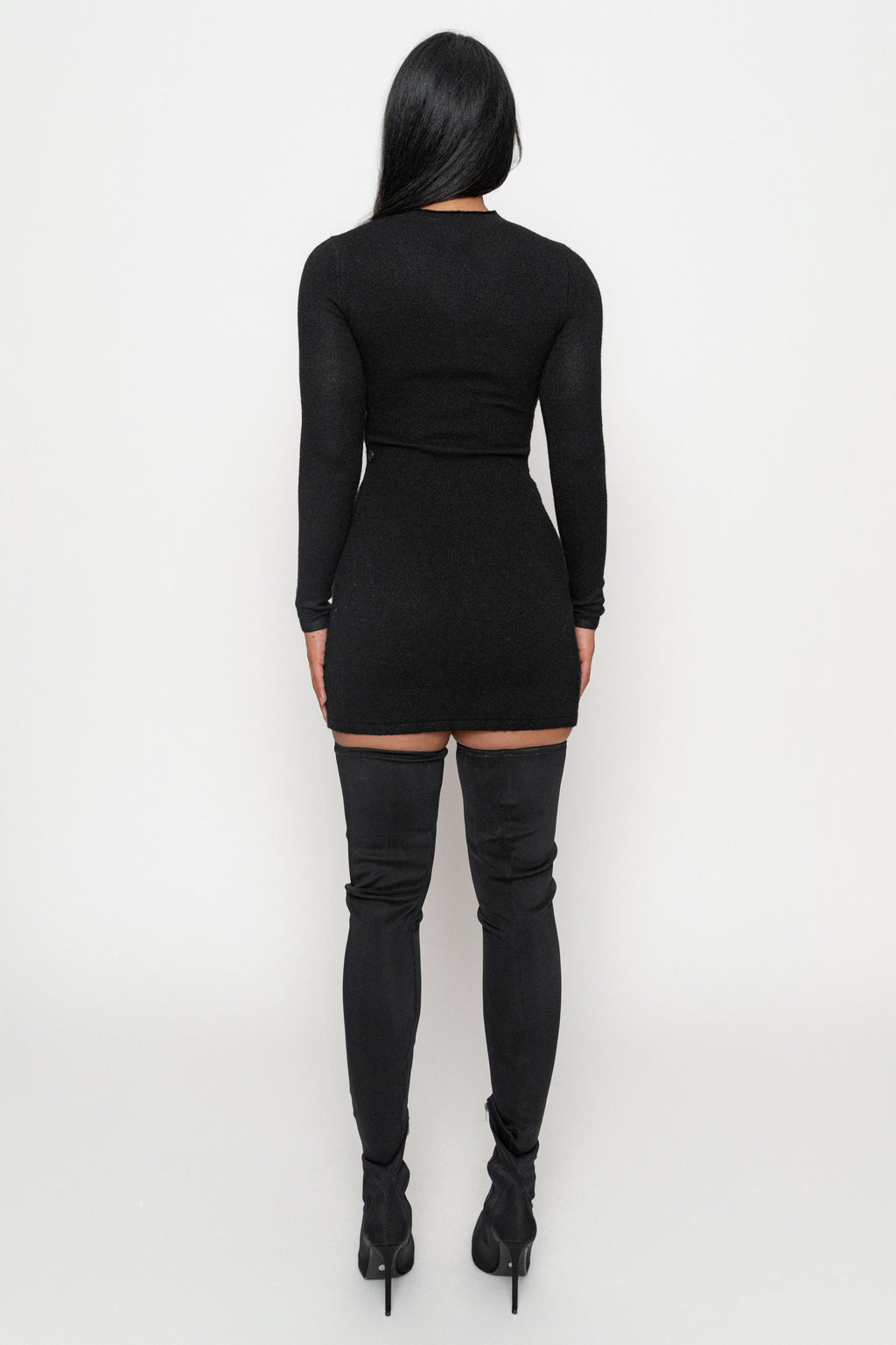 Black Scarf Draped Mini Dress