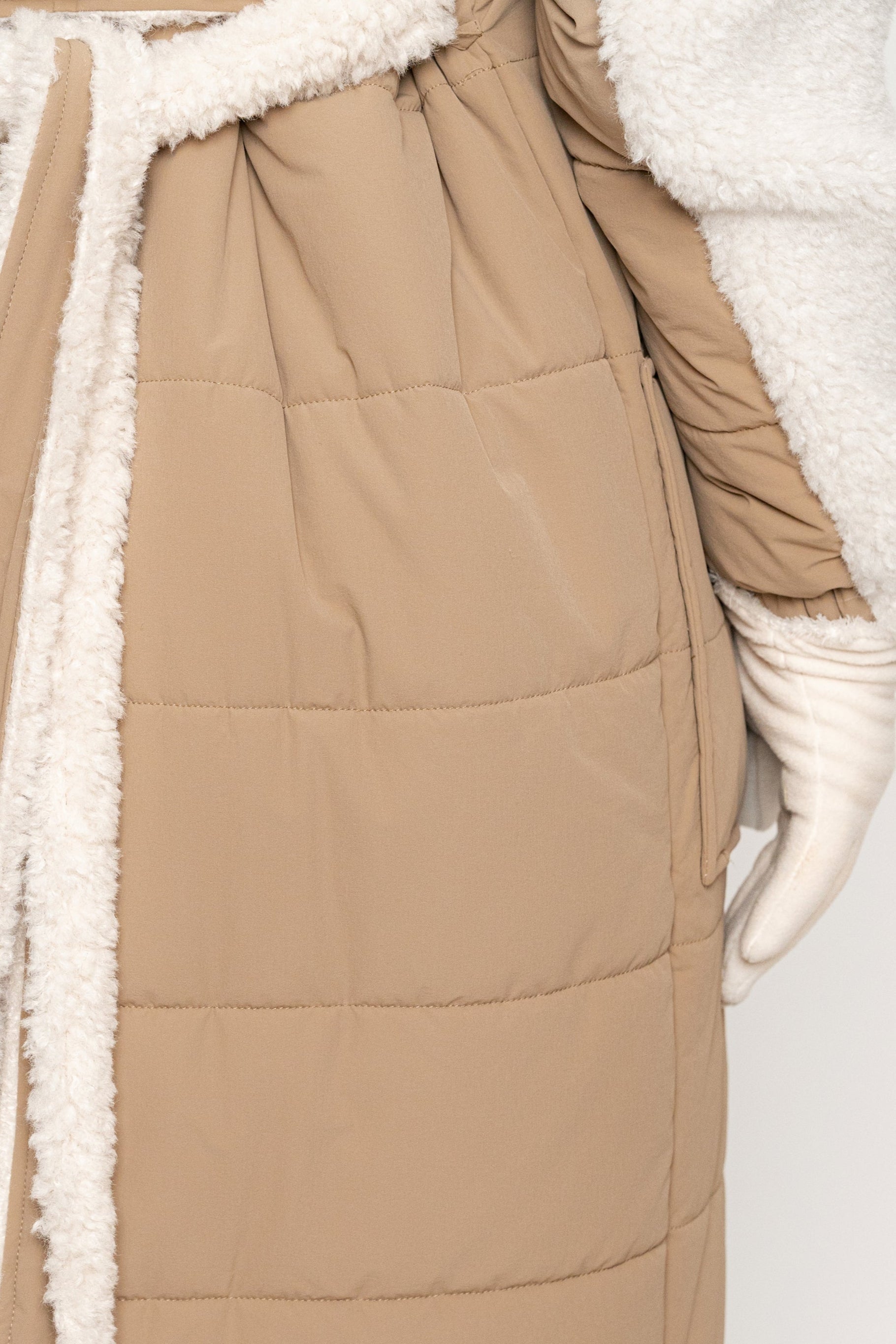 Beige/Ivory Contrast Sherpa Coat
