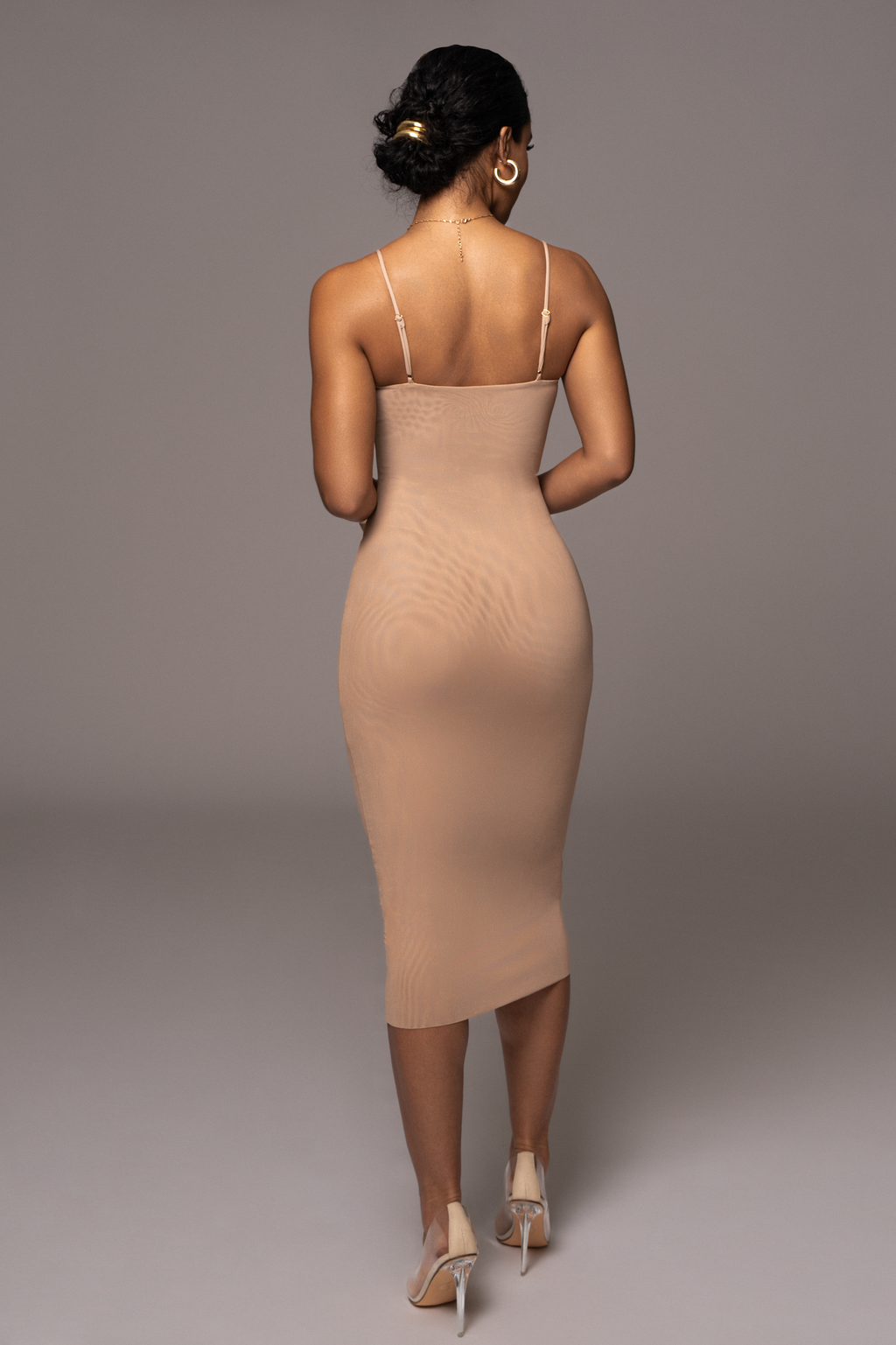 Beige Rochelle Mesh Midi Dress