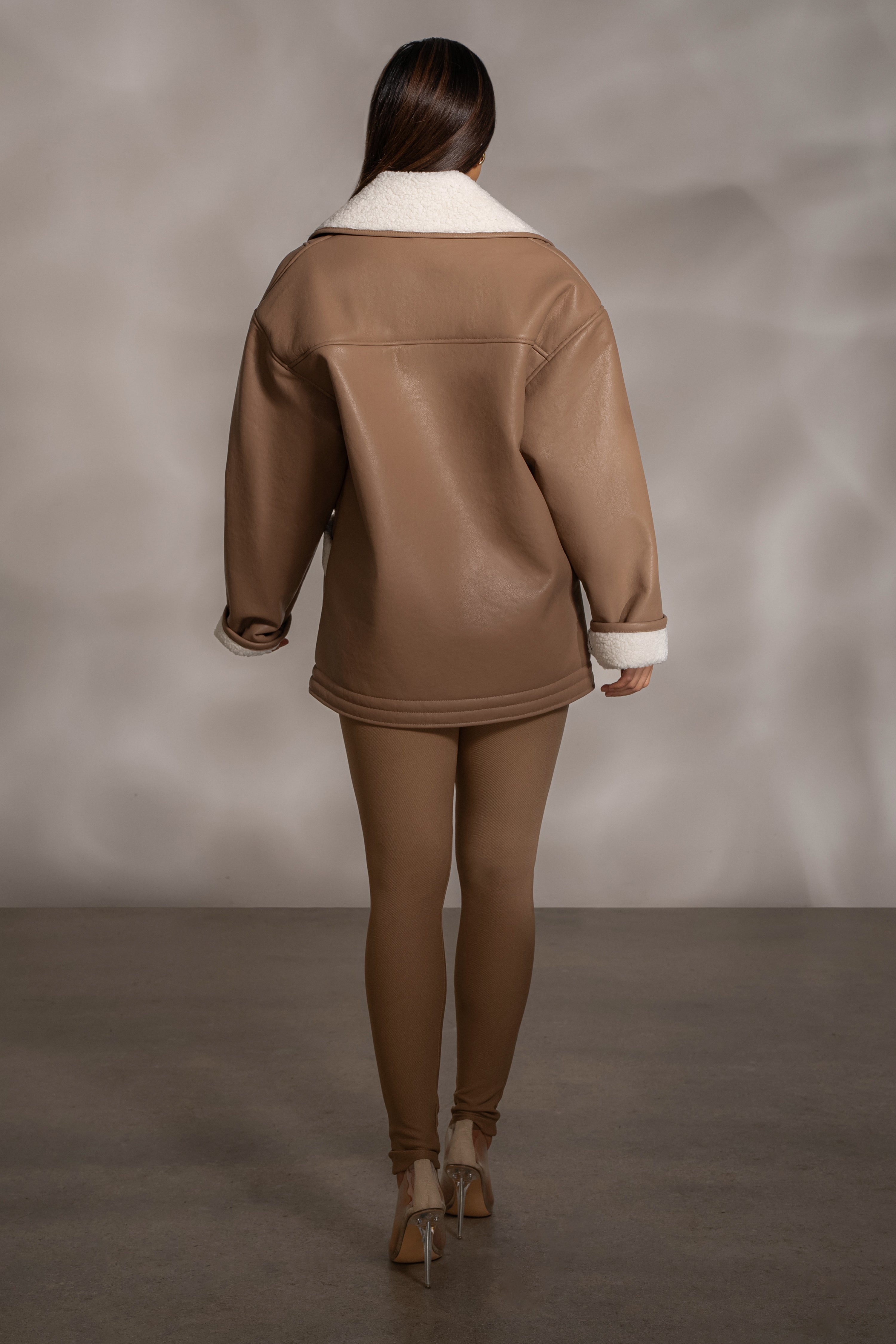 Tan Presley Faux Leather Coat