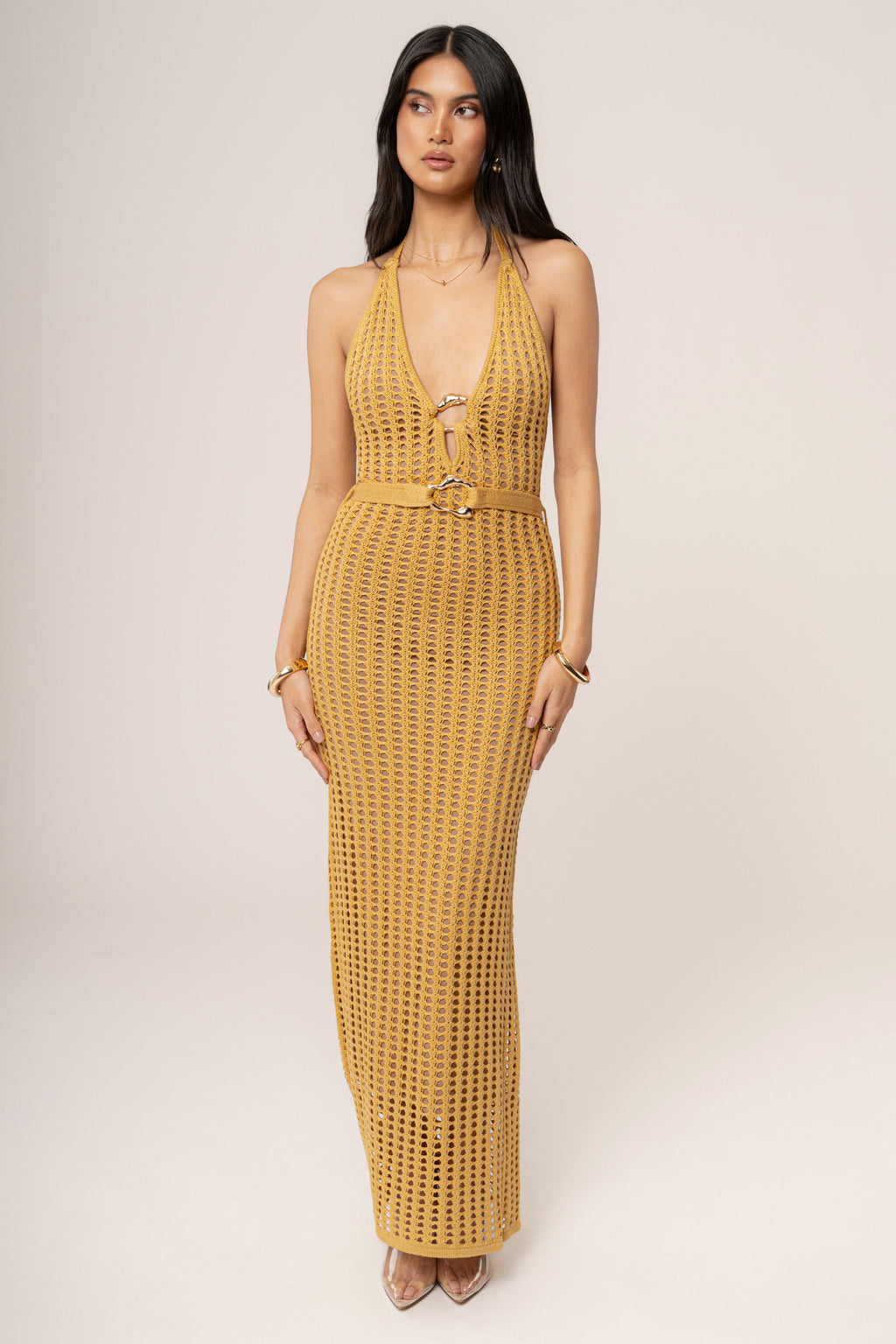 Yellow Oceanic Dream Crochet Maxi Dress