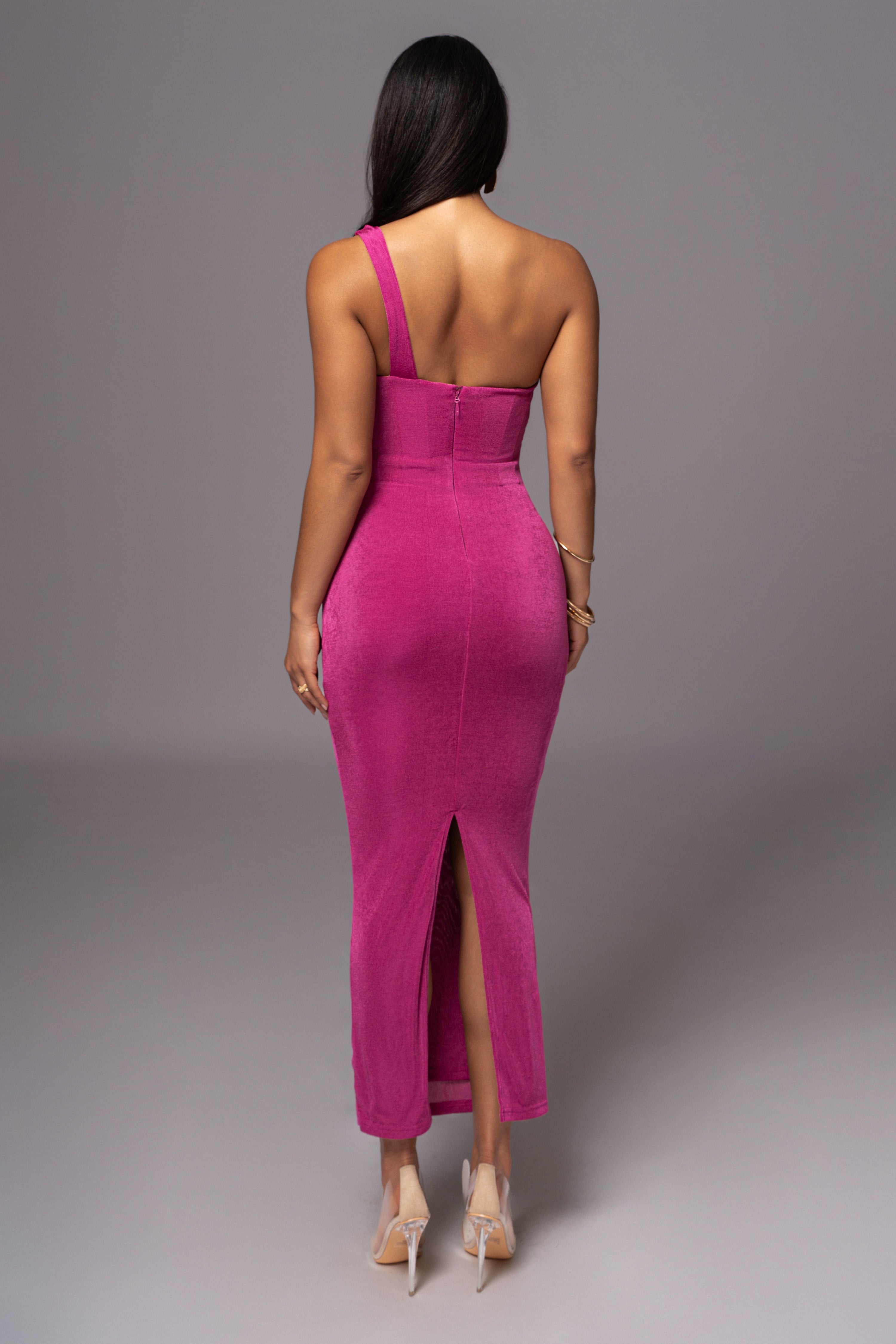 Berry Slinky Krishna One Shoulder Maxi Dress