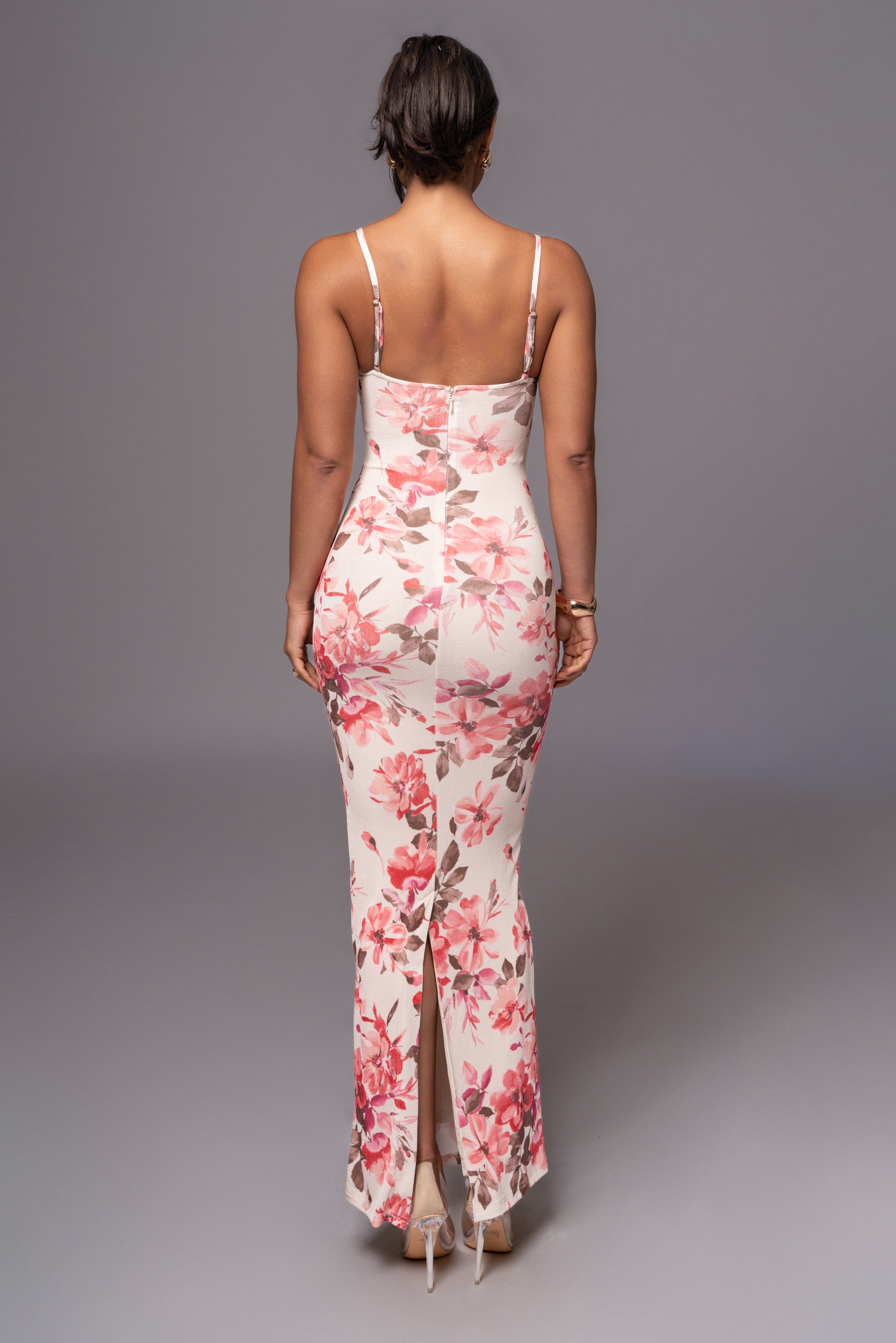 Ivory Floral Slinky Visions Of You Maxi Dress