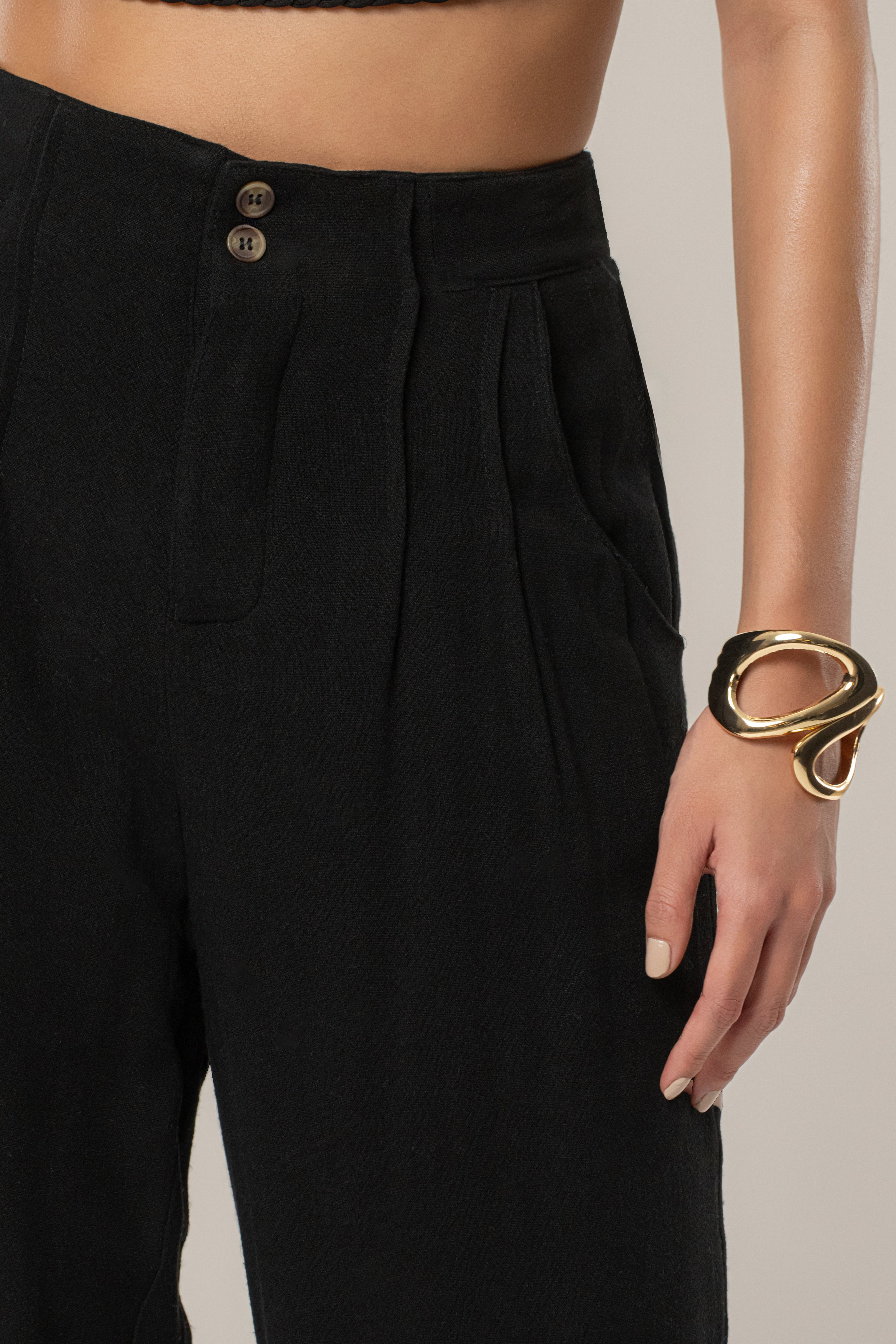 Black Thea Linen Pants