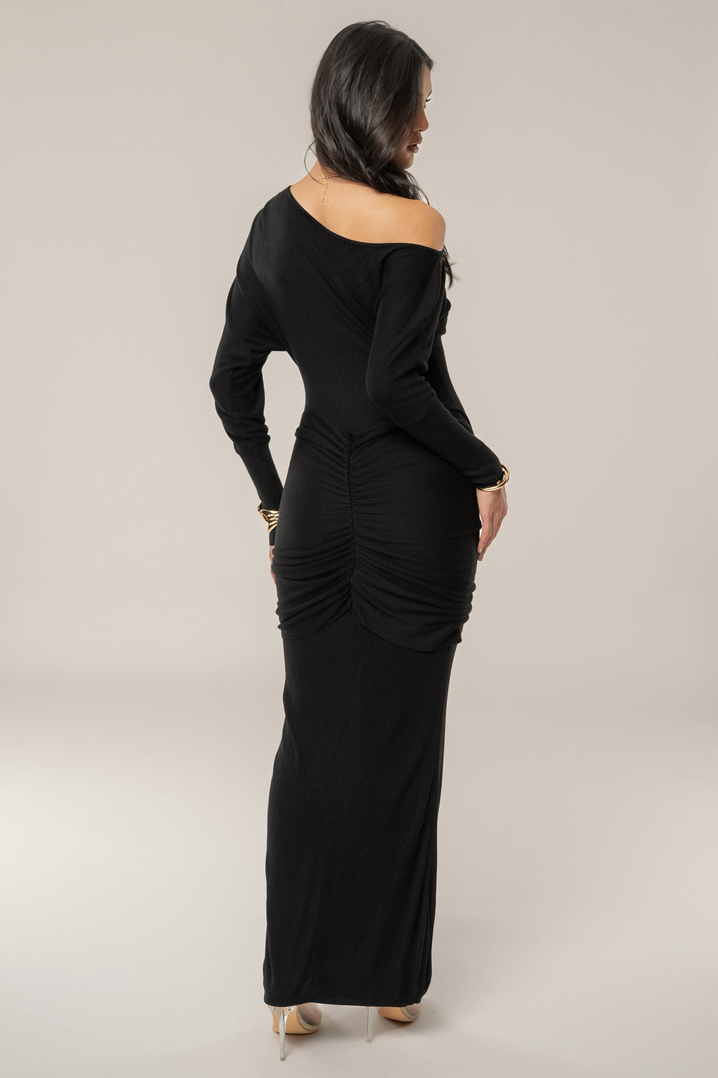 Black Dawn Drape Maxi Dress