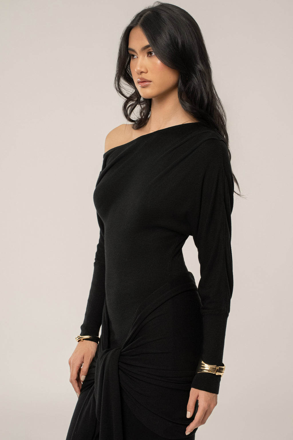 Black Dawn Drape Maxi Dress