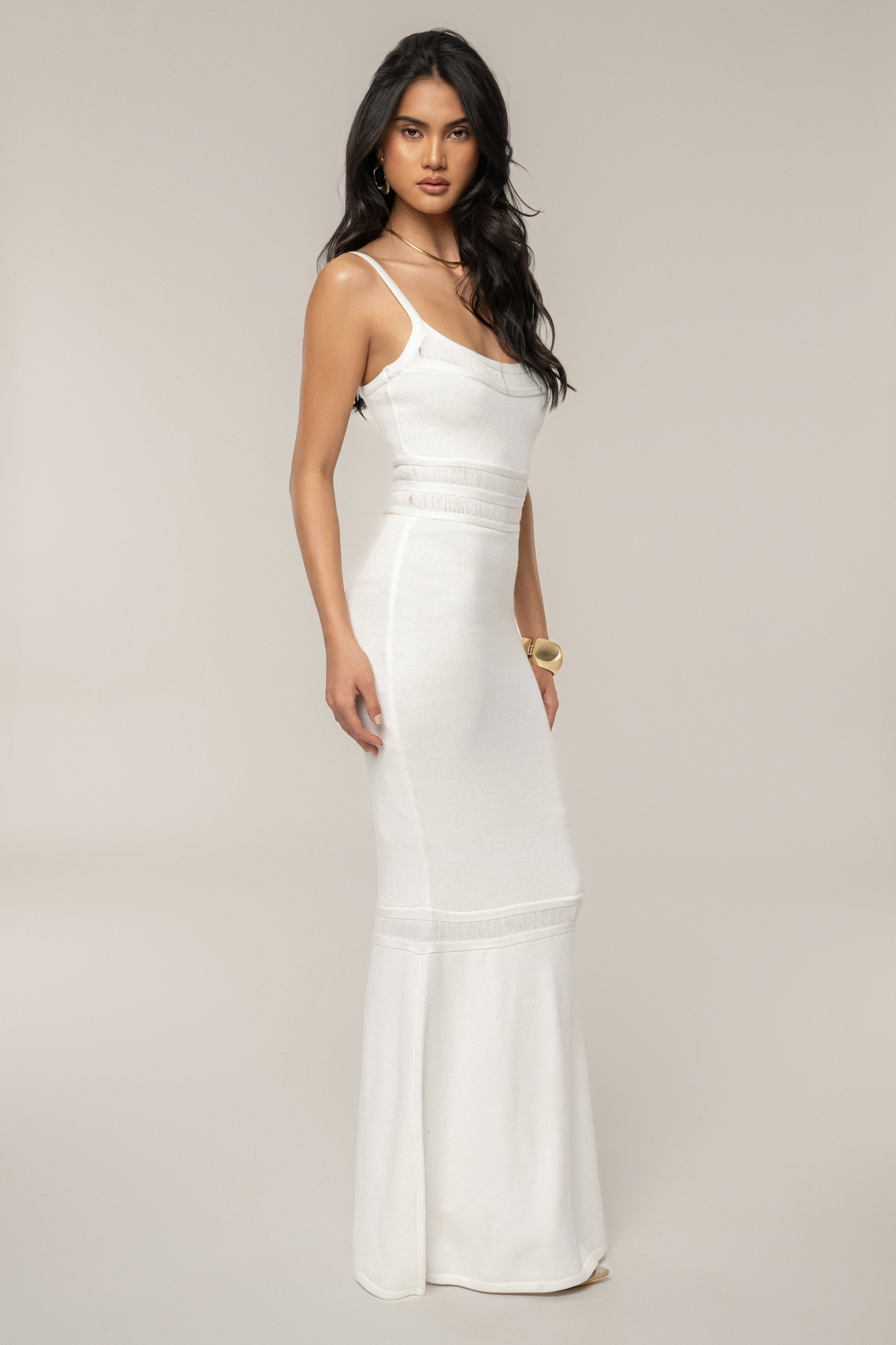 Ivory Lumen Knit Maxi Dress