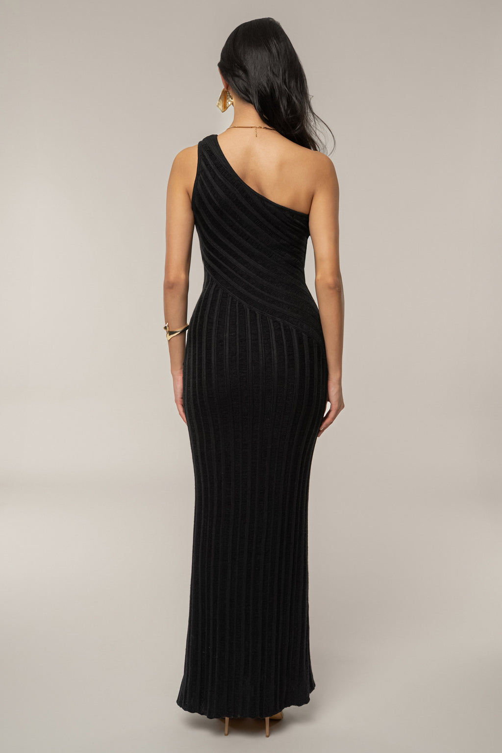 Black Fringe Knit Maxi Dress