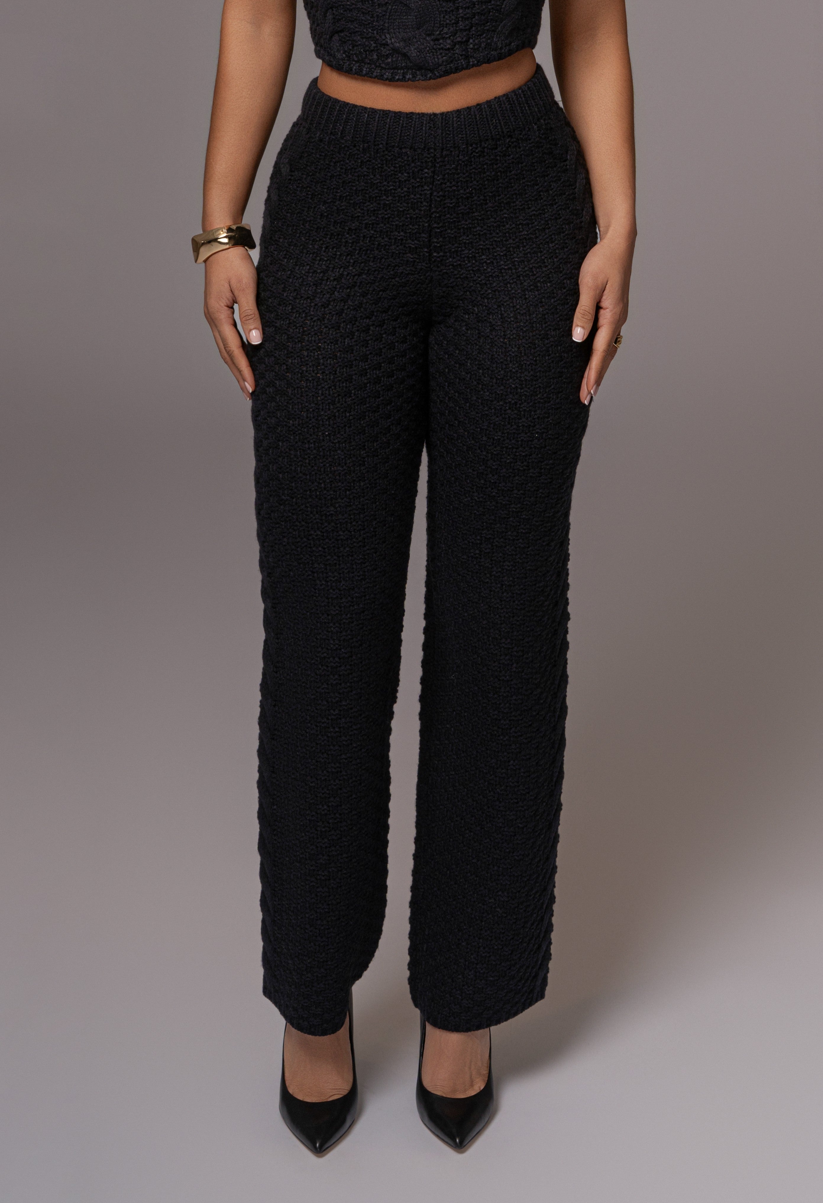 Black Madison Knit Pants