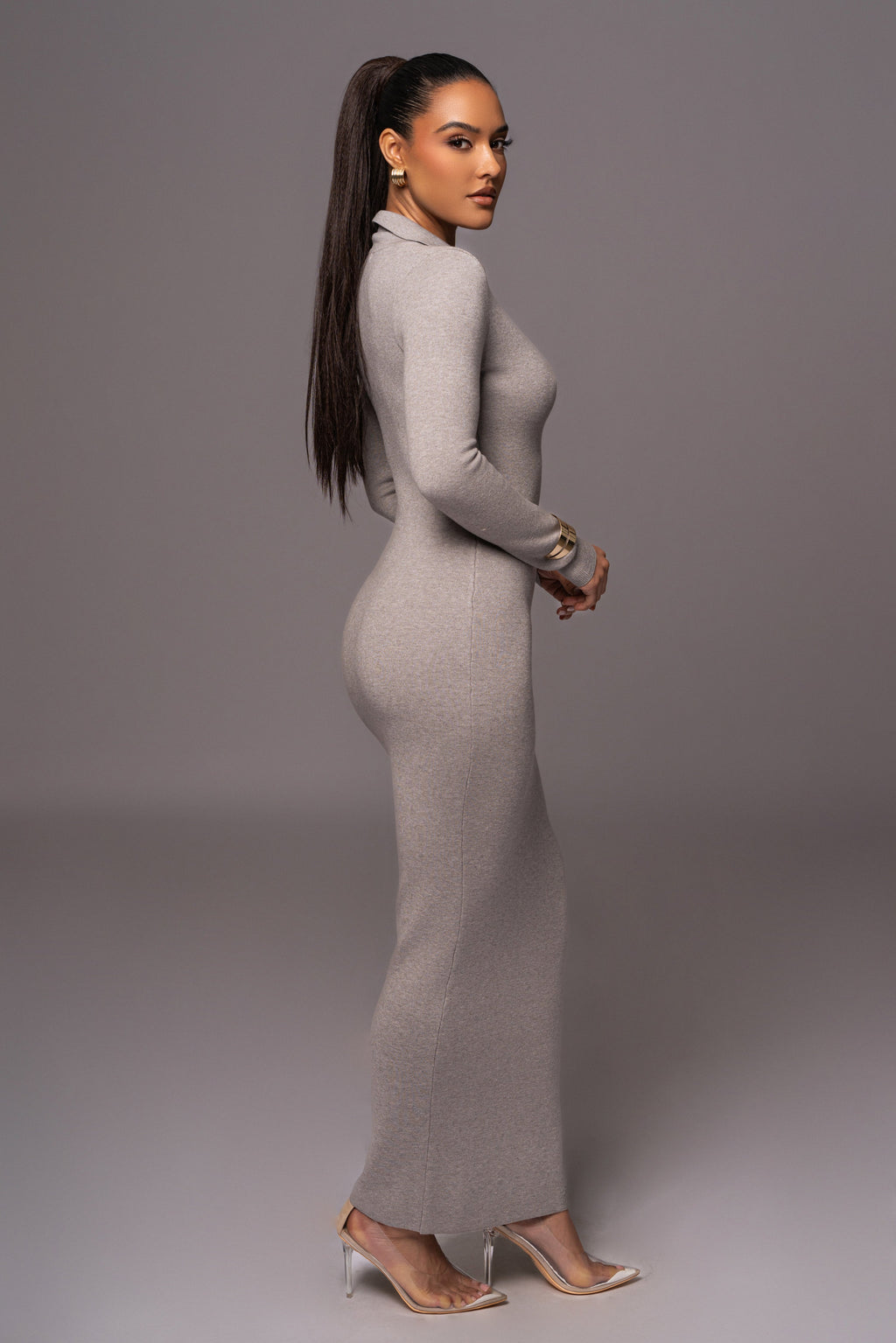 Grey Bellinda Collar Maxi Dress