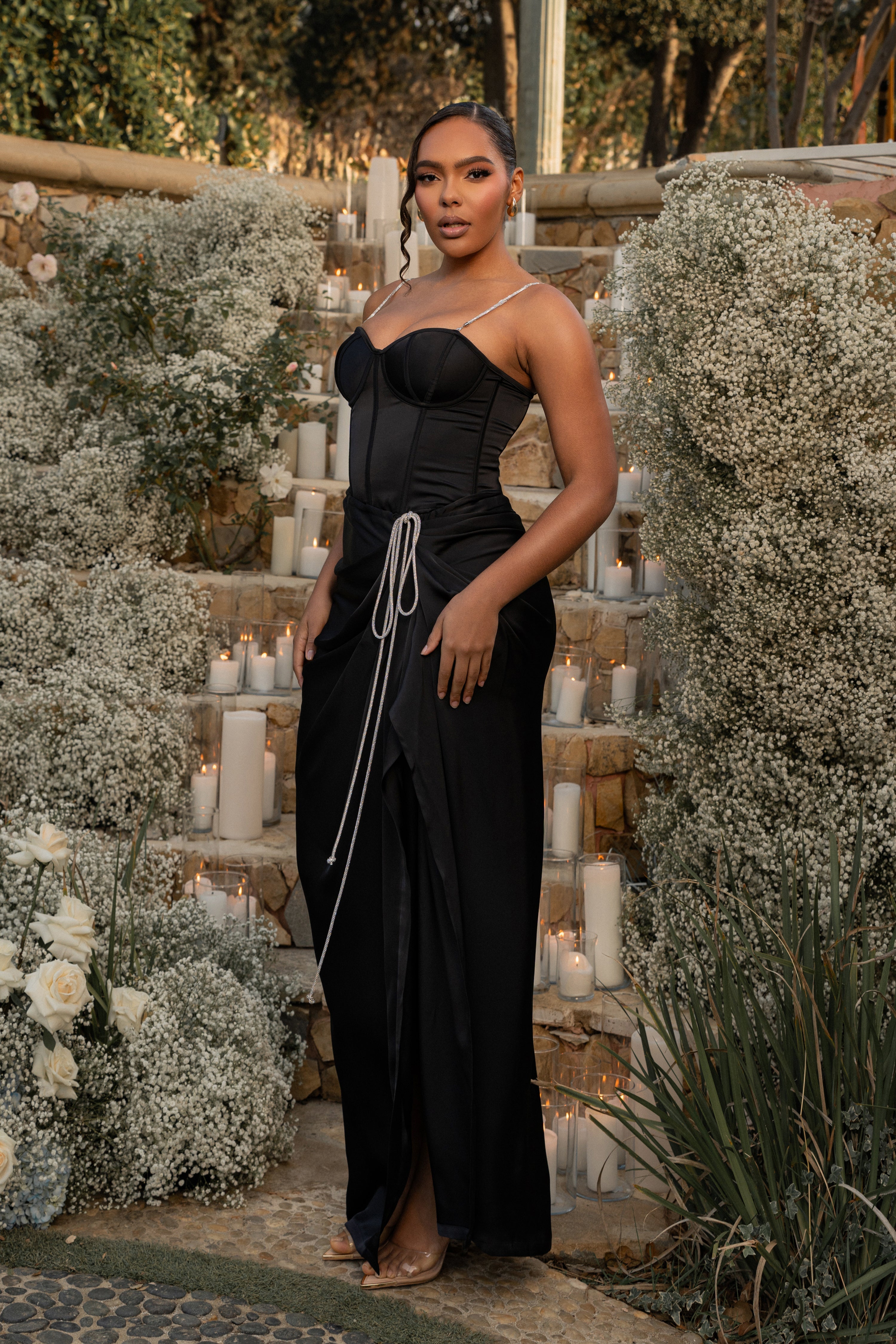 Black Olea Satin Skirt