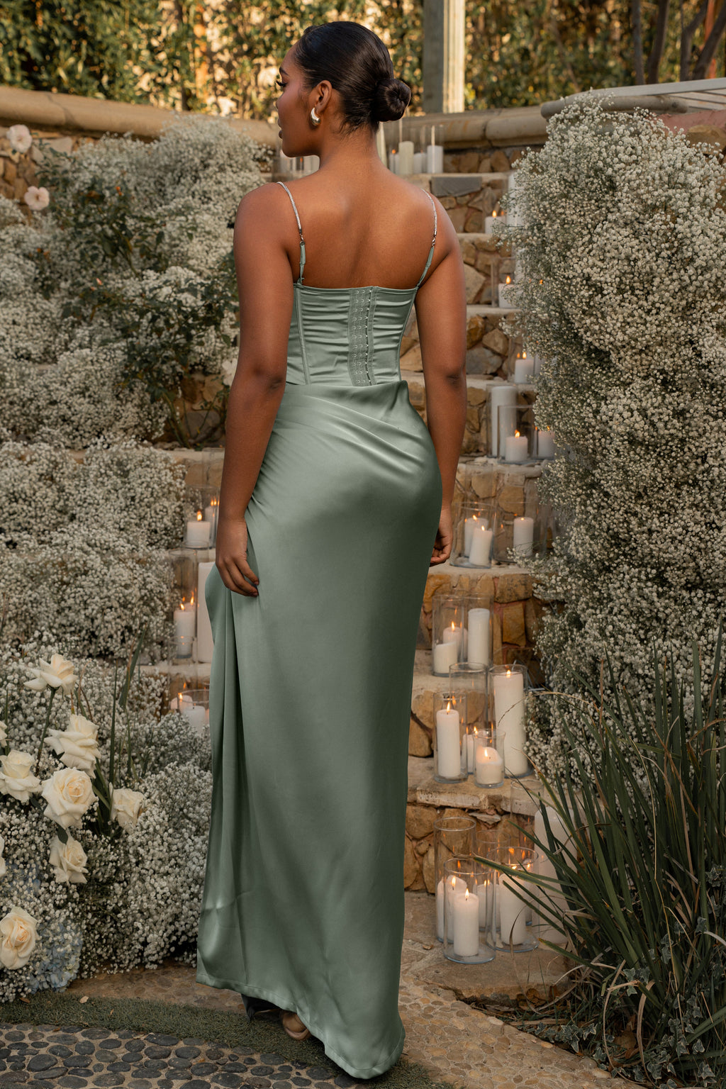 Sage Olea Satin Skirt