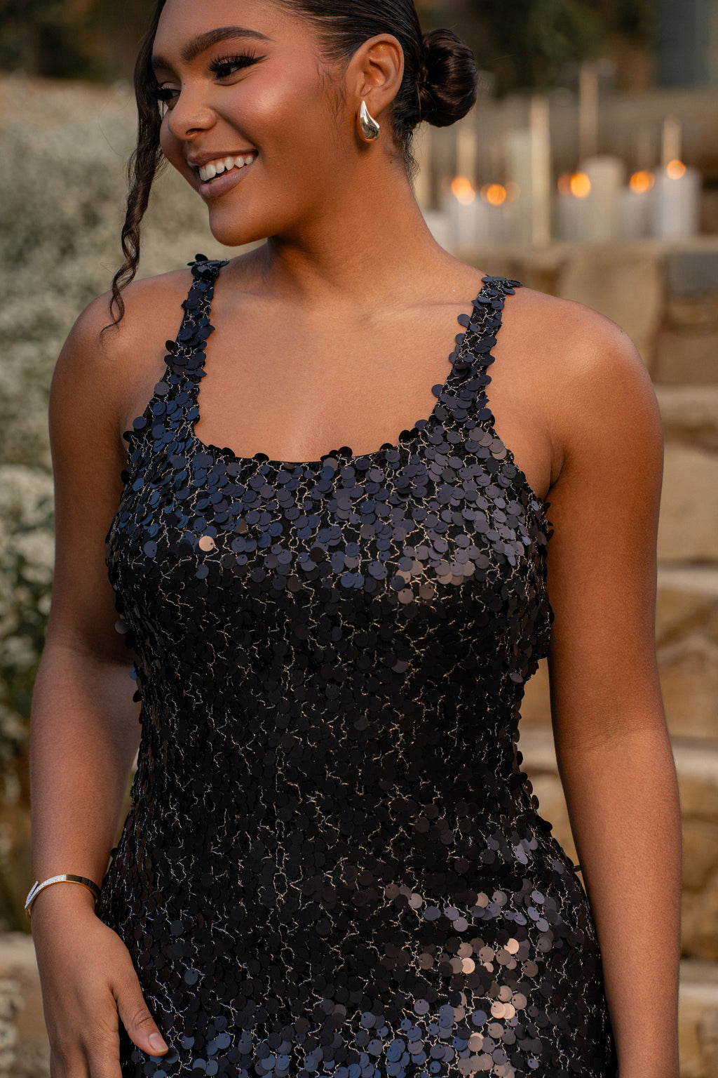 Black Sparkling Moments Sequin Maxi Dress