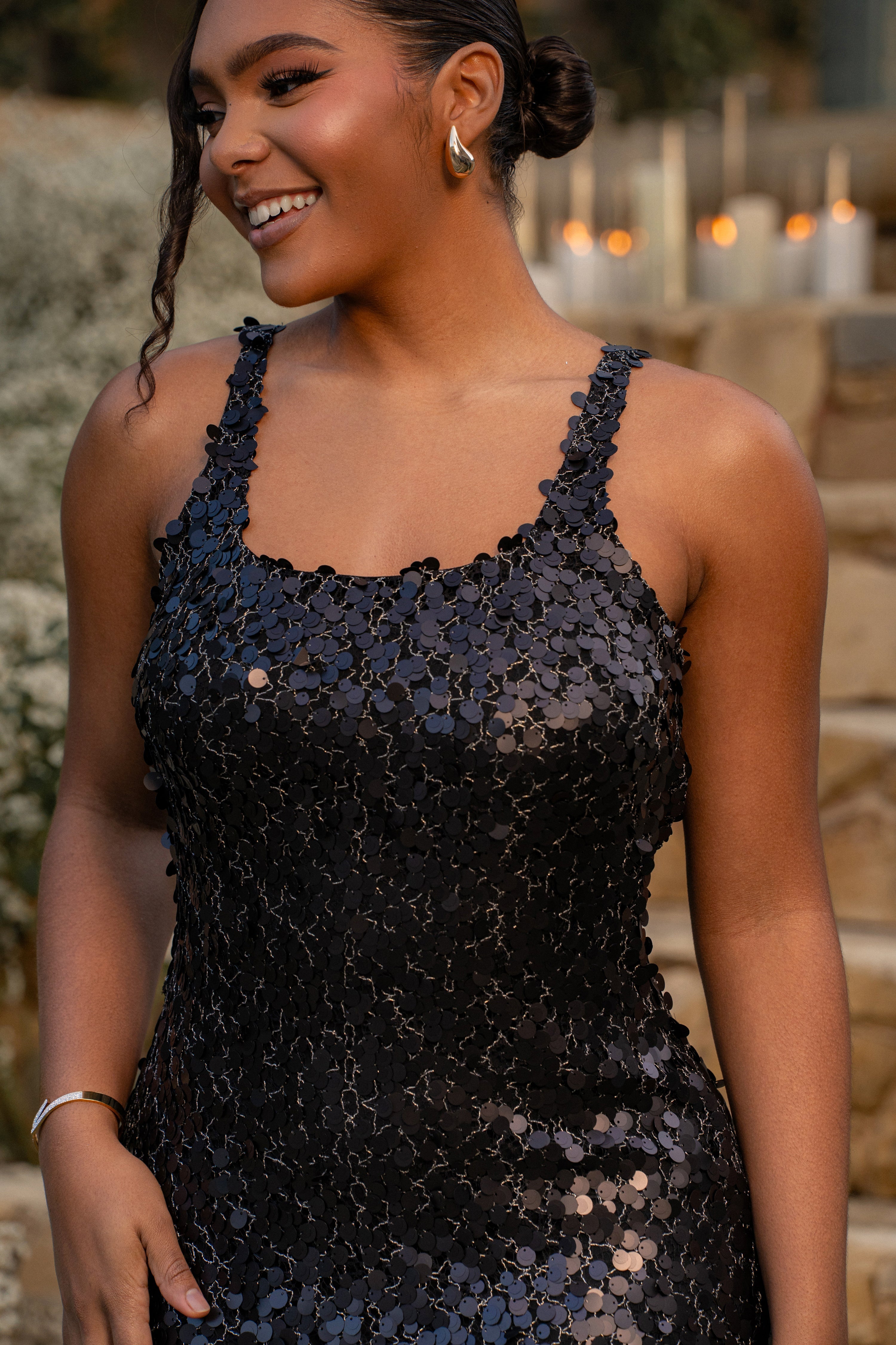 Black Sparkling Moments Sequin Maxi Dress