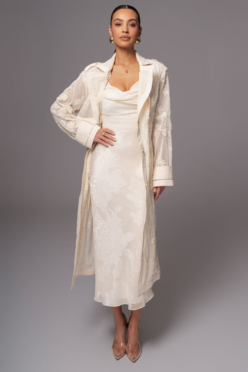 Ivory Floral Embroidered Coat