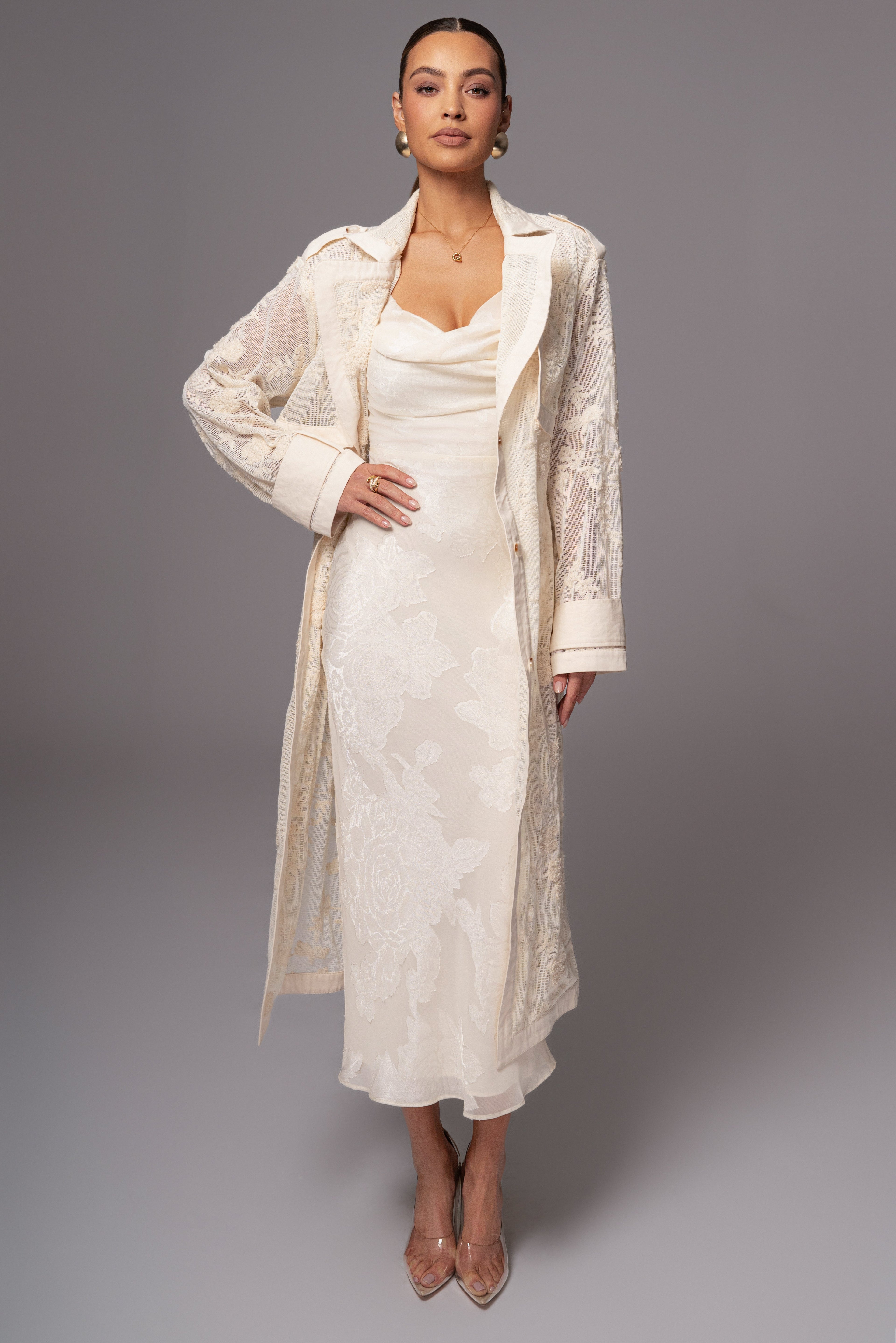 Ivory Floral Embroidered Coat