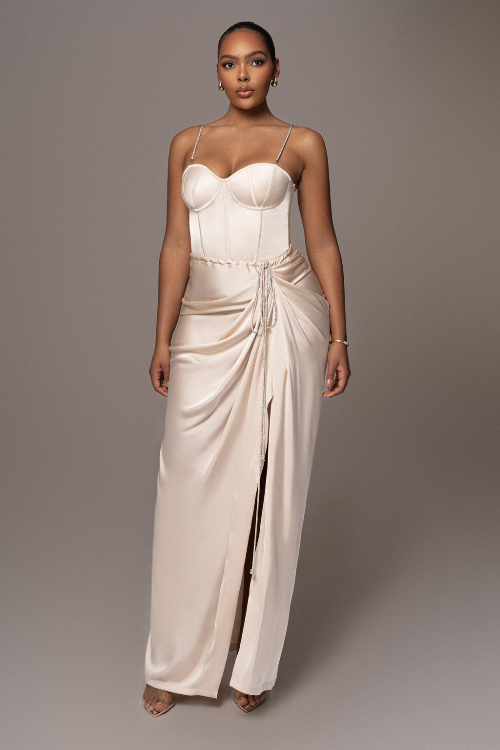 Champagne Olea Satin Skirt