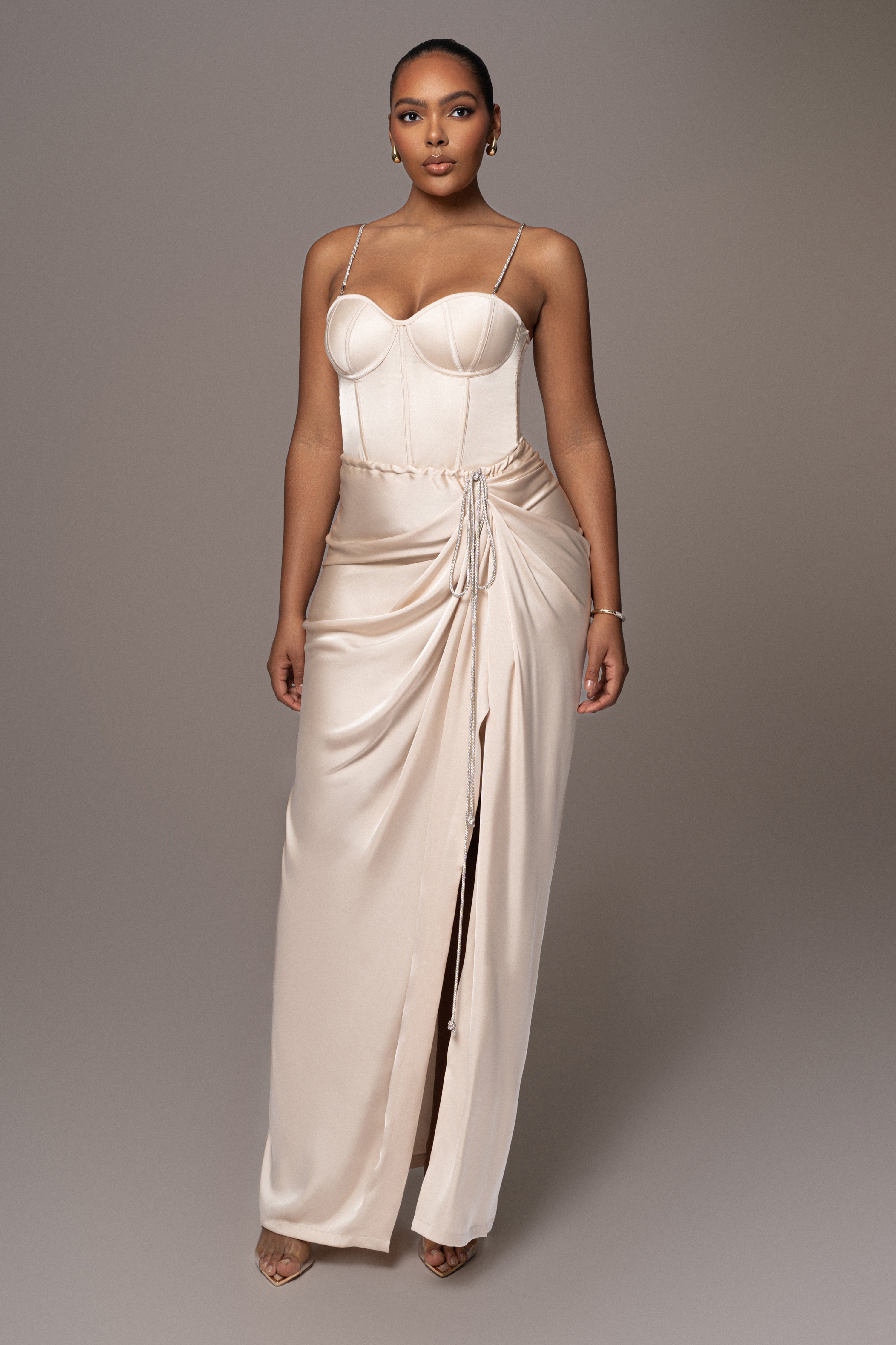 Champagne Olea Satin Skirt