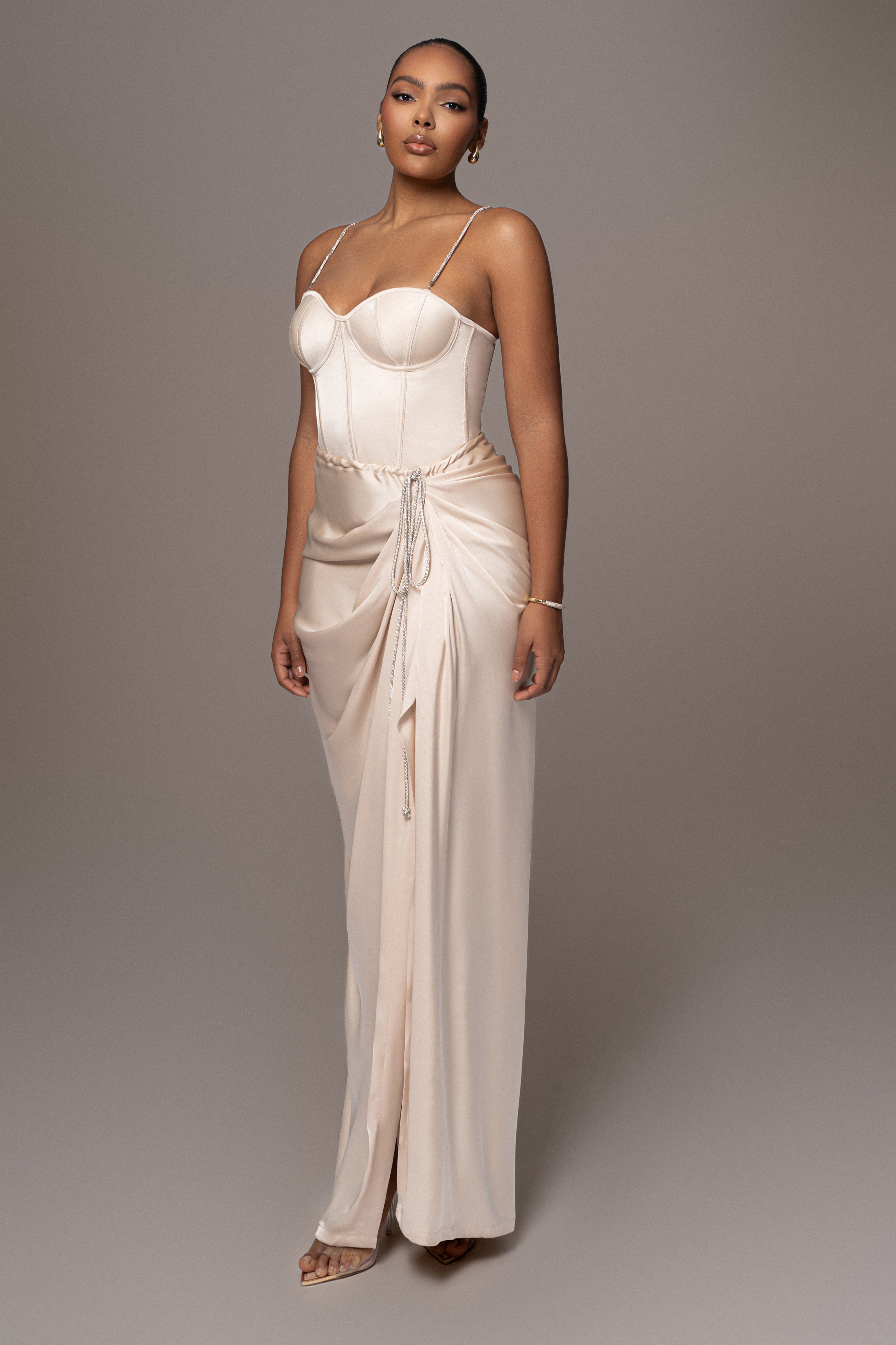 Champagne Olea Satin Skirt