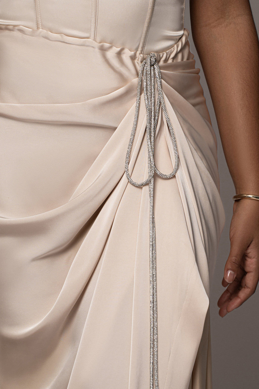 Champagne Olea Satin Skirt
