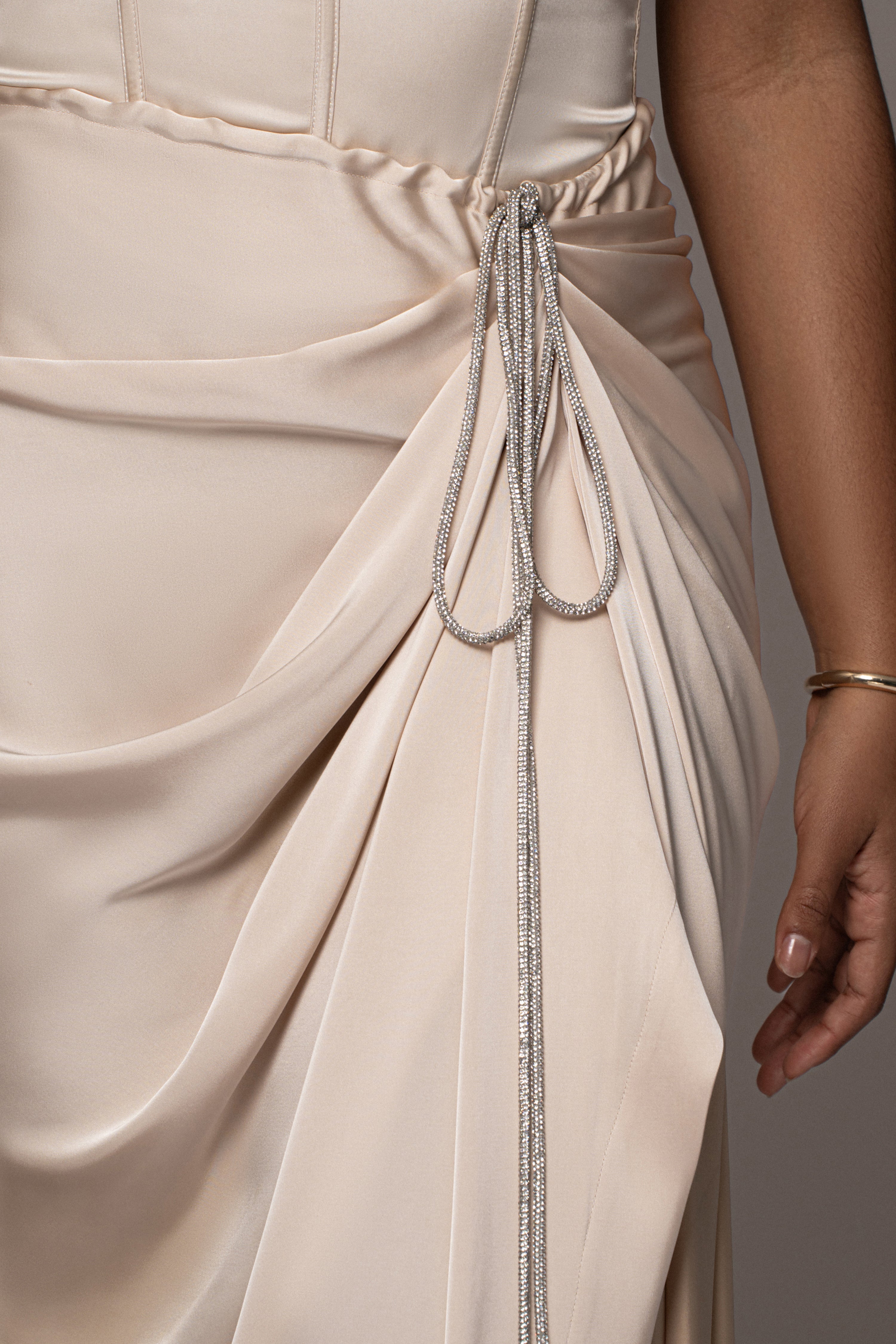 Champagne Olea Satin Skirt