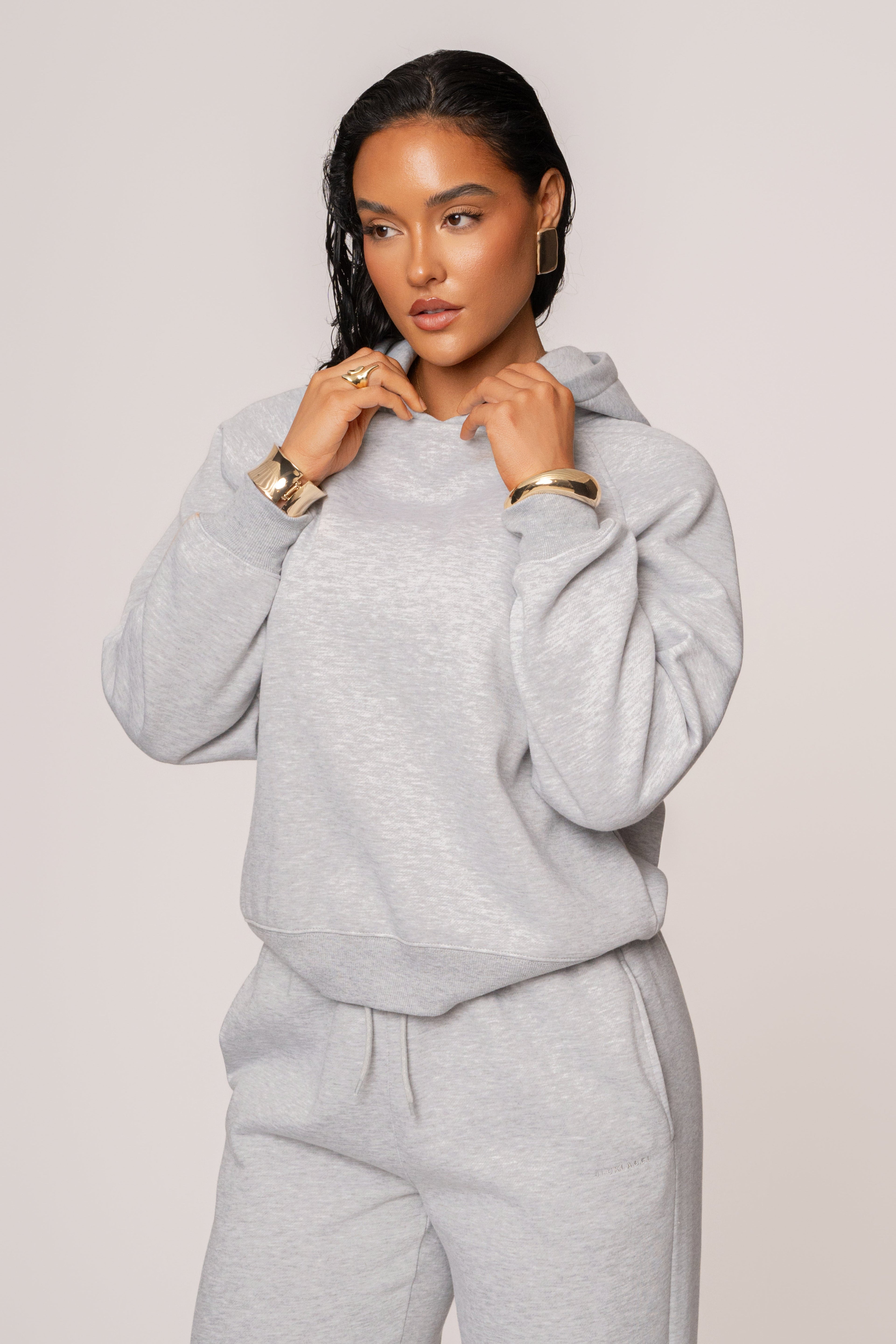 Heather Grey JLUXLABEL Logo Pullover Hoodie