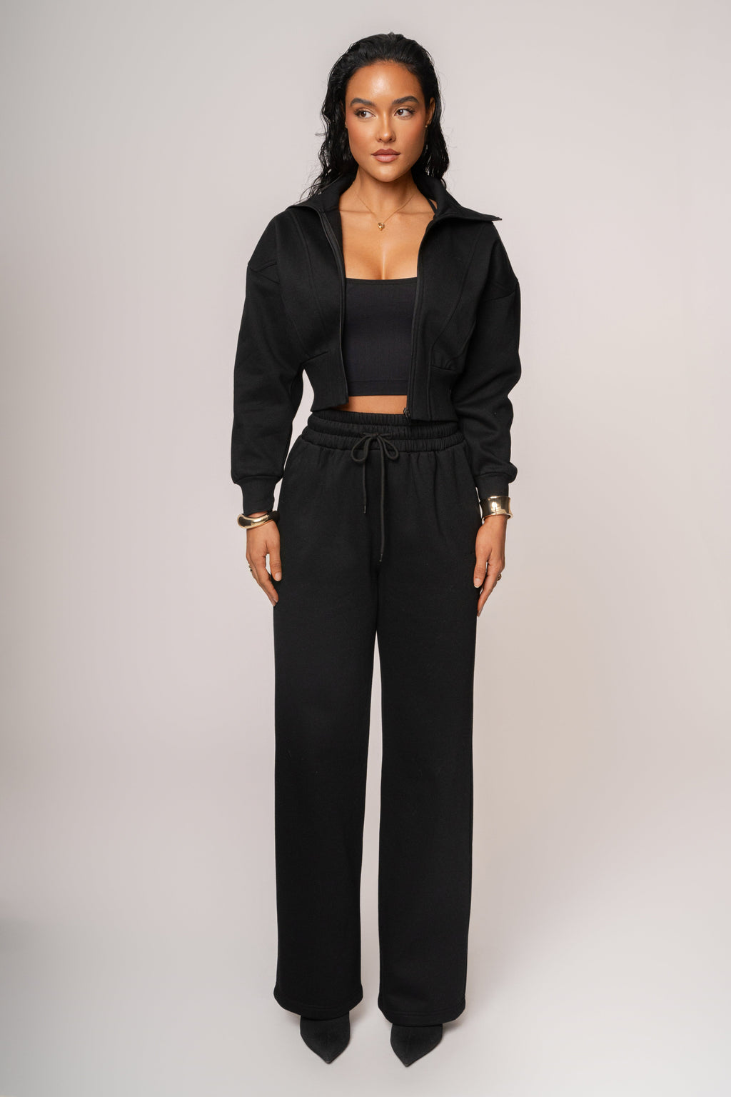 Black JLUXLABEL Logo Fleece Pants