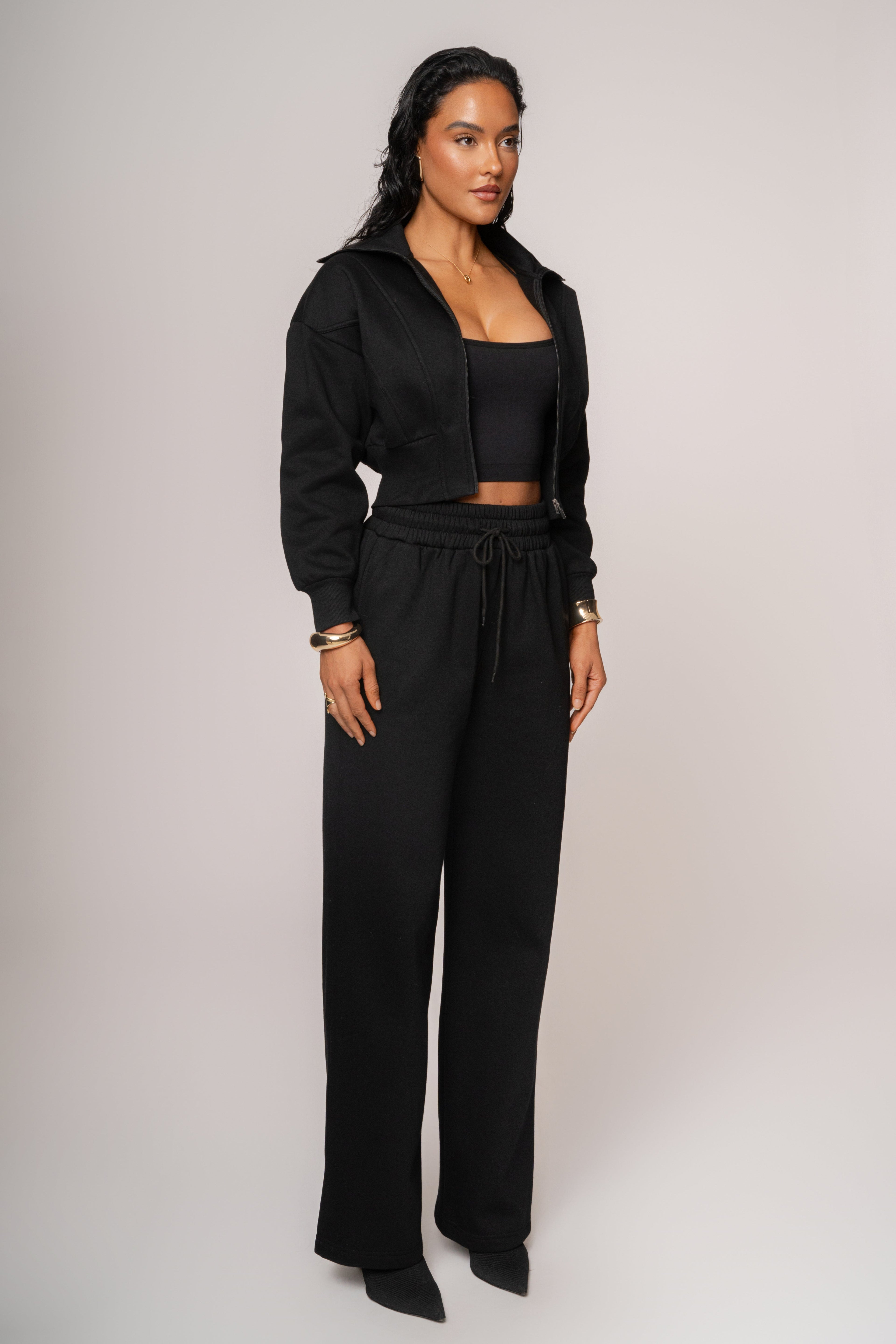 Black JLUXLABEL Logo Fleece Pants