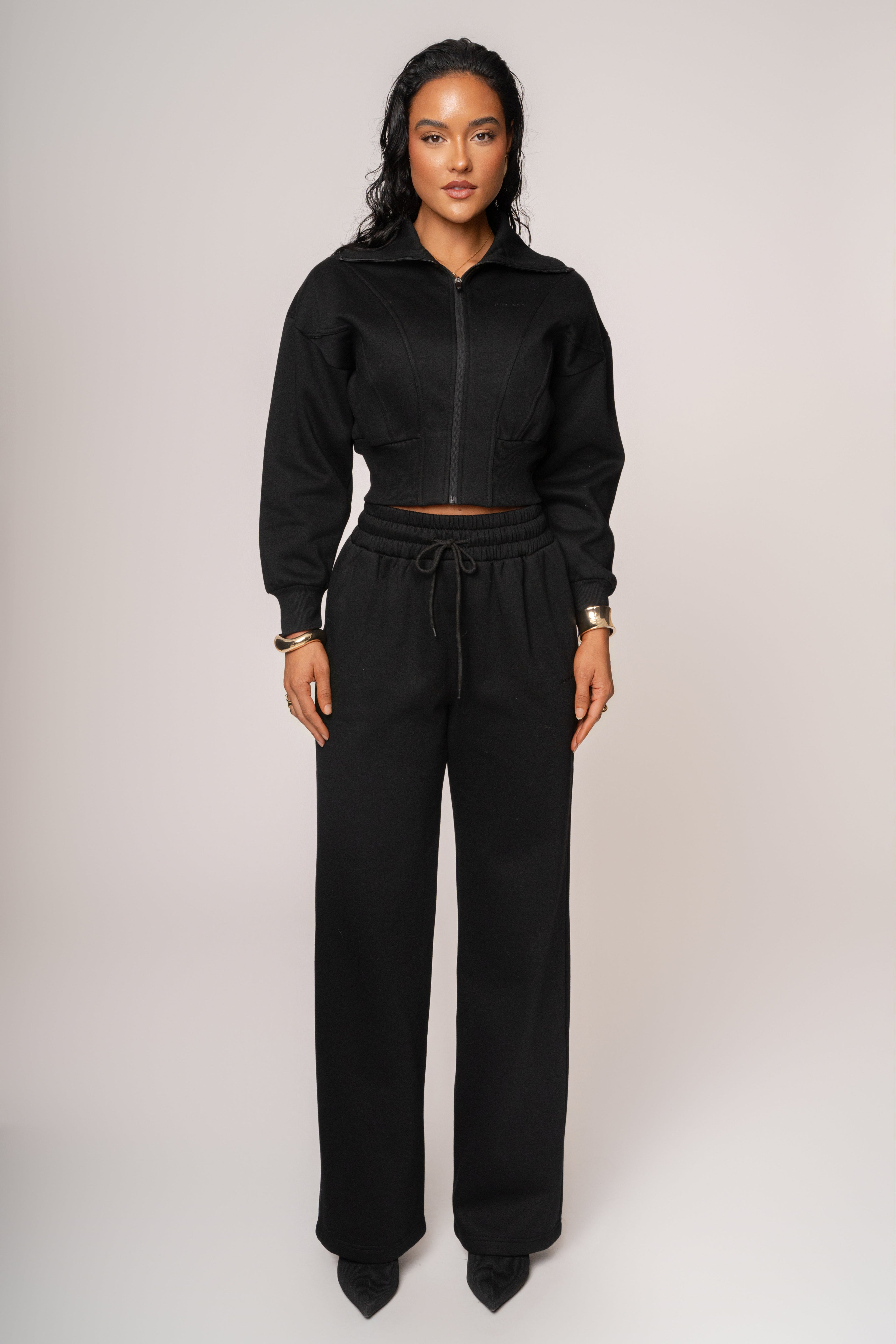Black JLUXLABEL Logo Fleece Pants