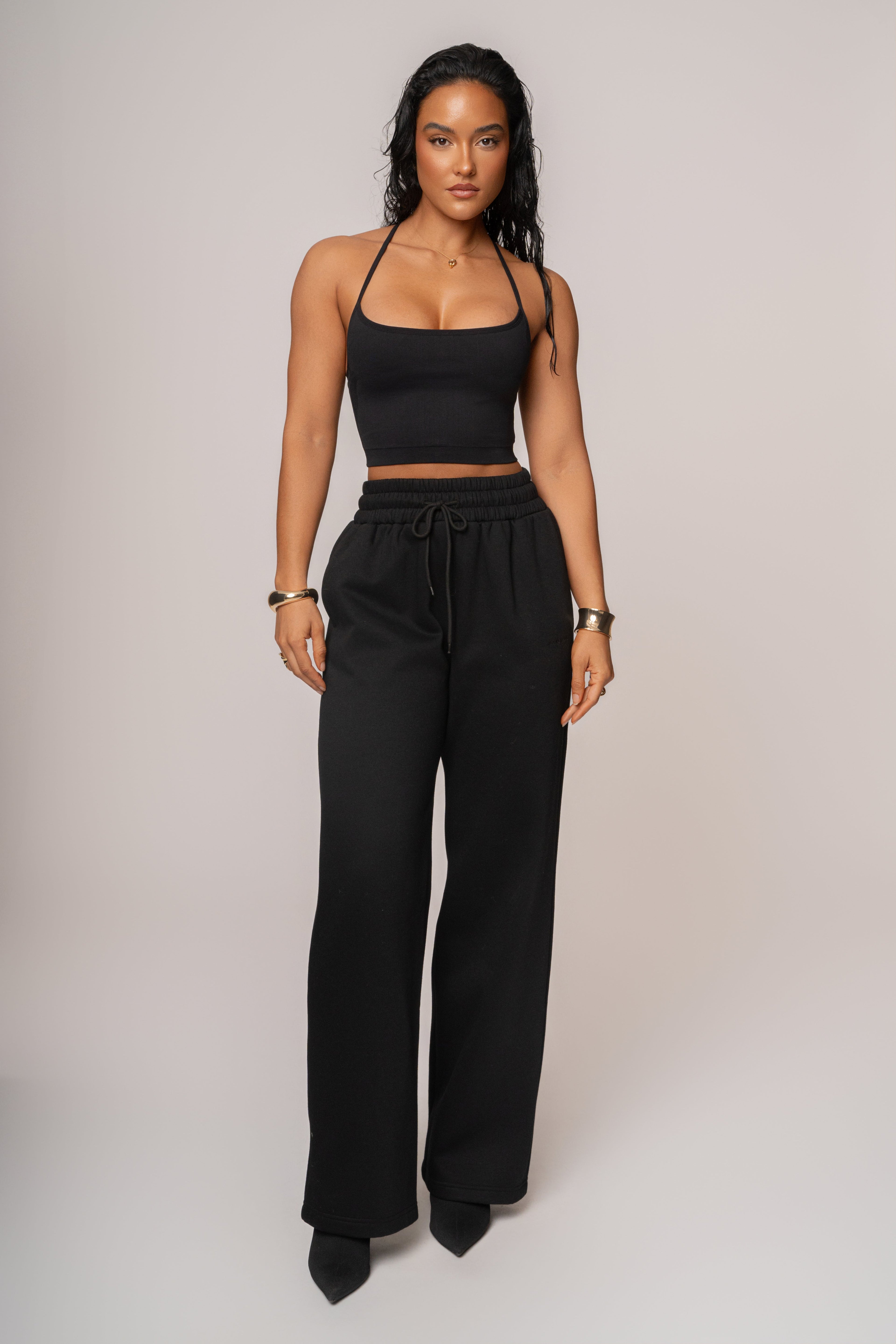 Black JLUXLABEL Logo Fleece Pants