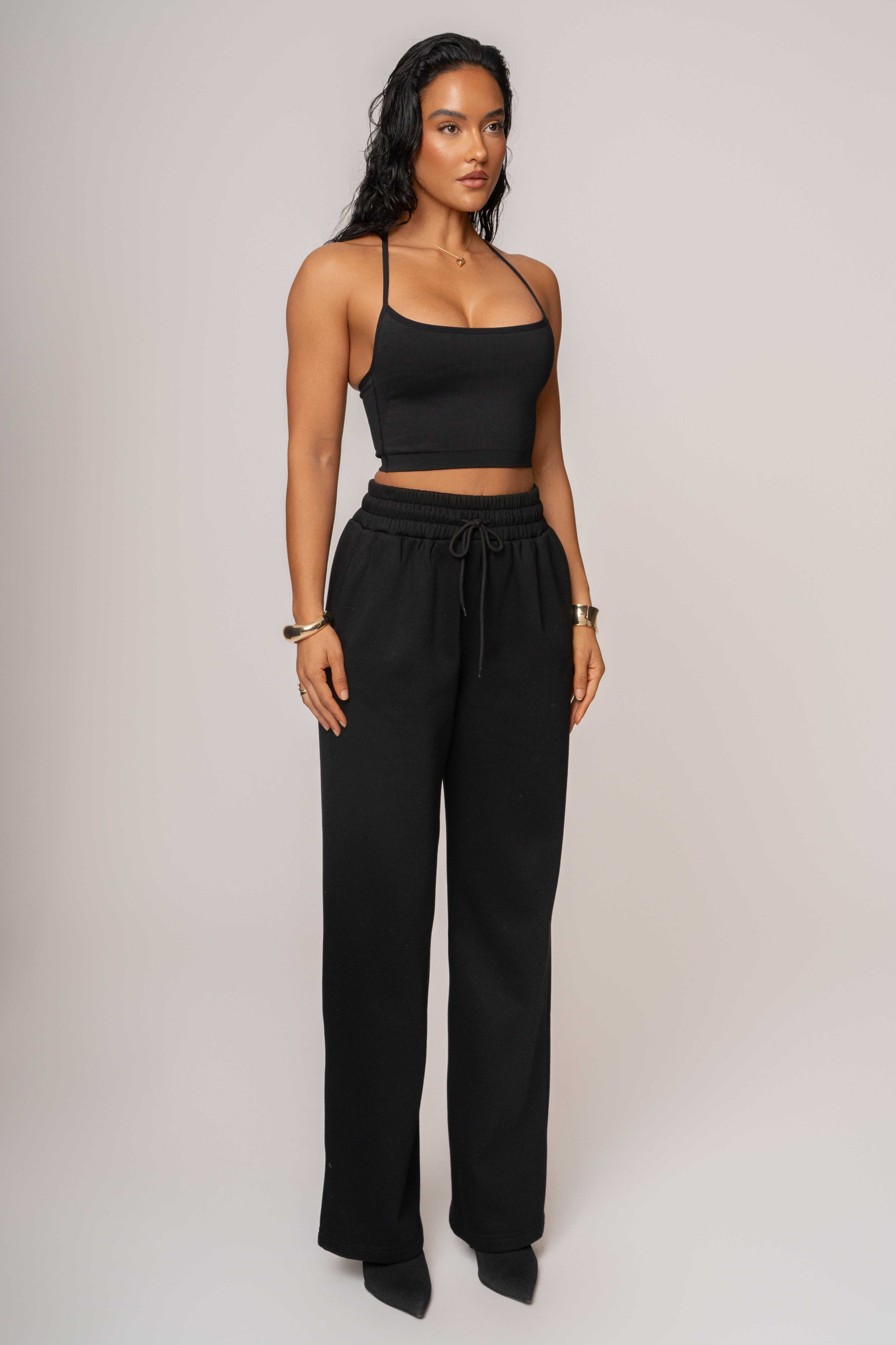 Black JLUXLABEL Logo Fleece Pants