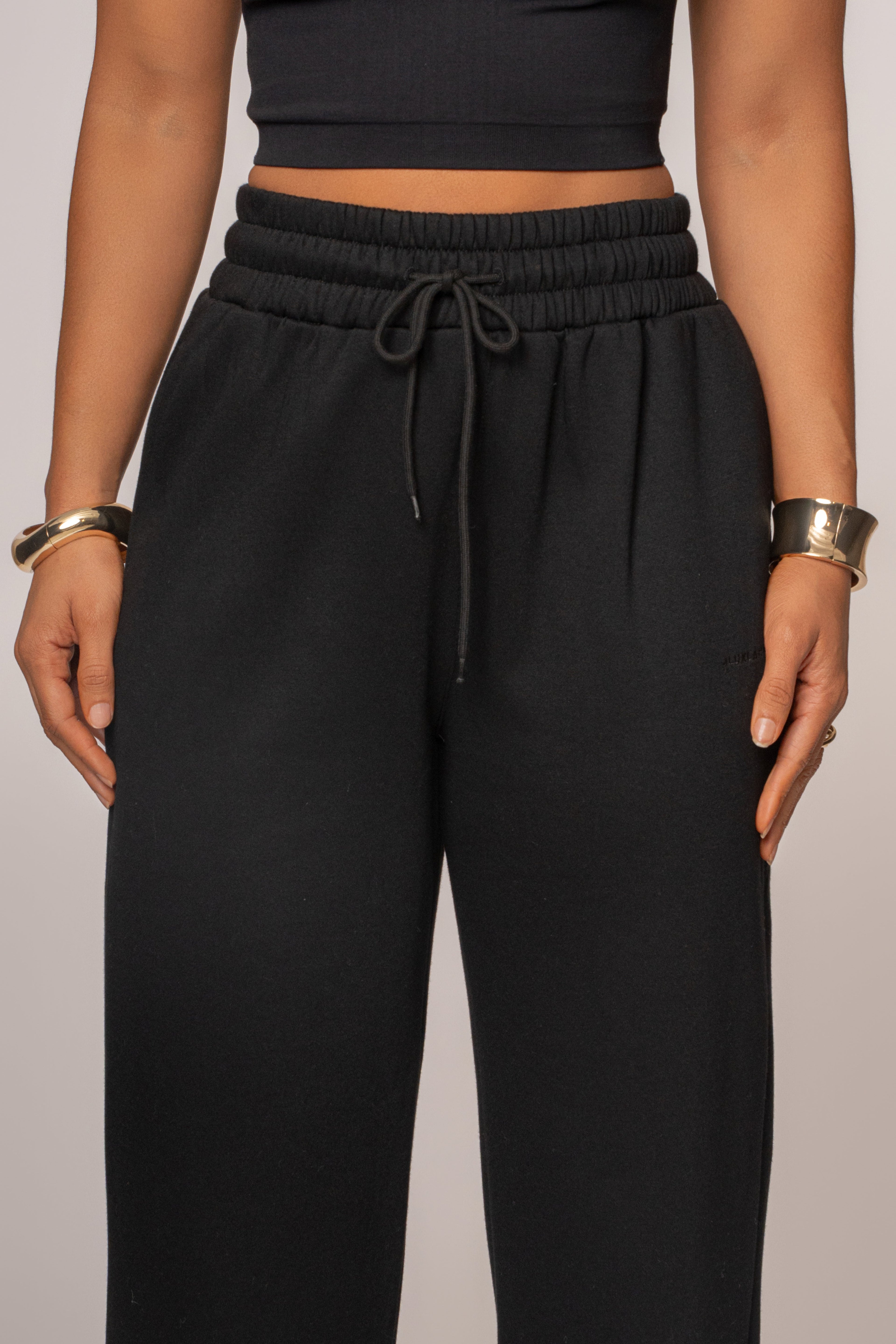 Black JLUXLABEL Logo Fleece Pants