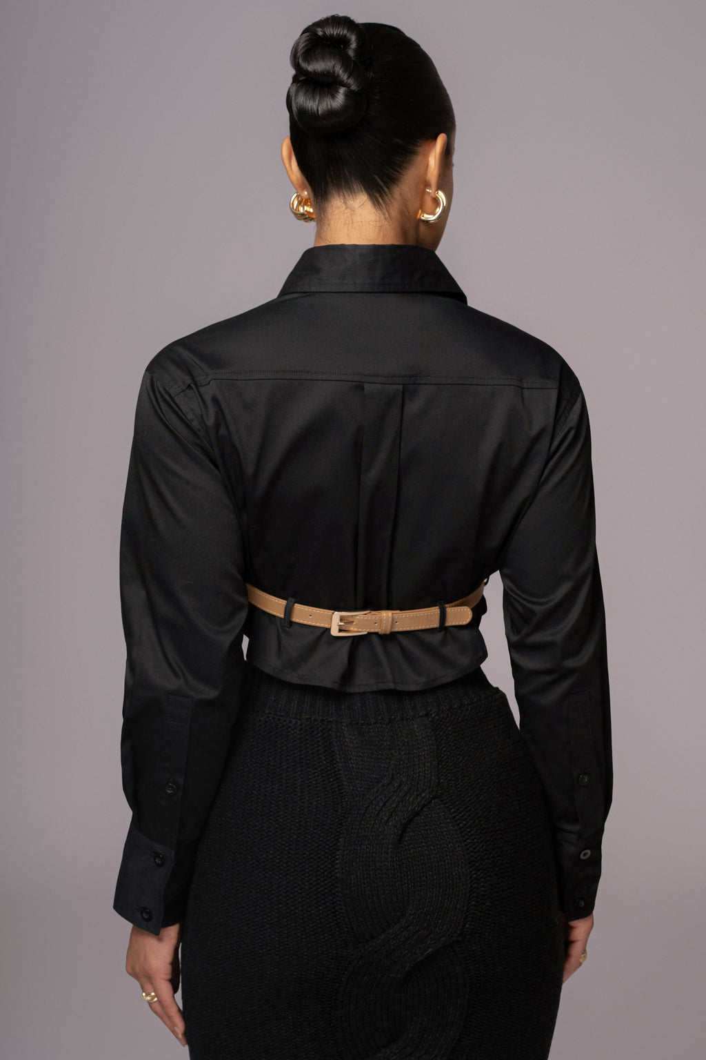 Black Merine Knit Midi Skirt