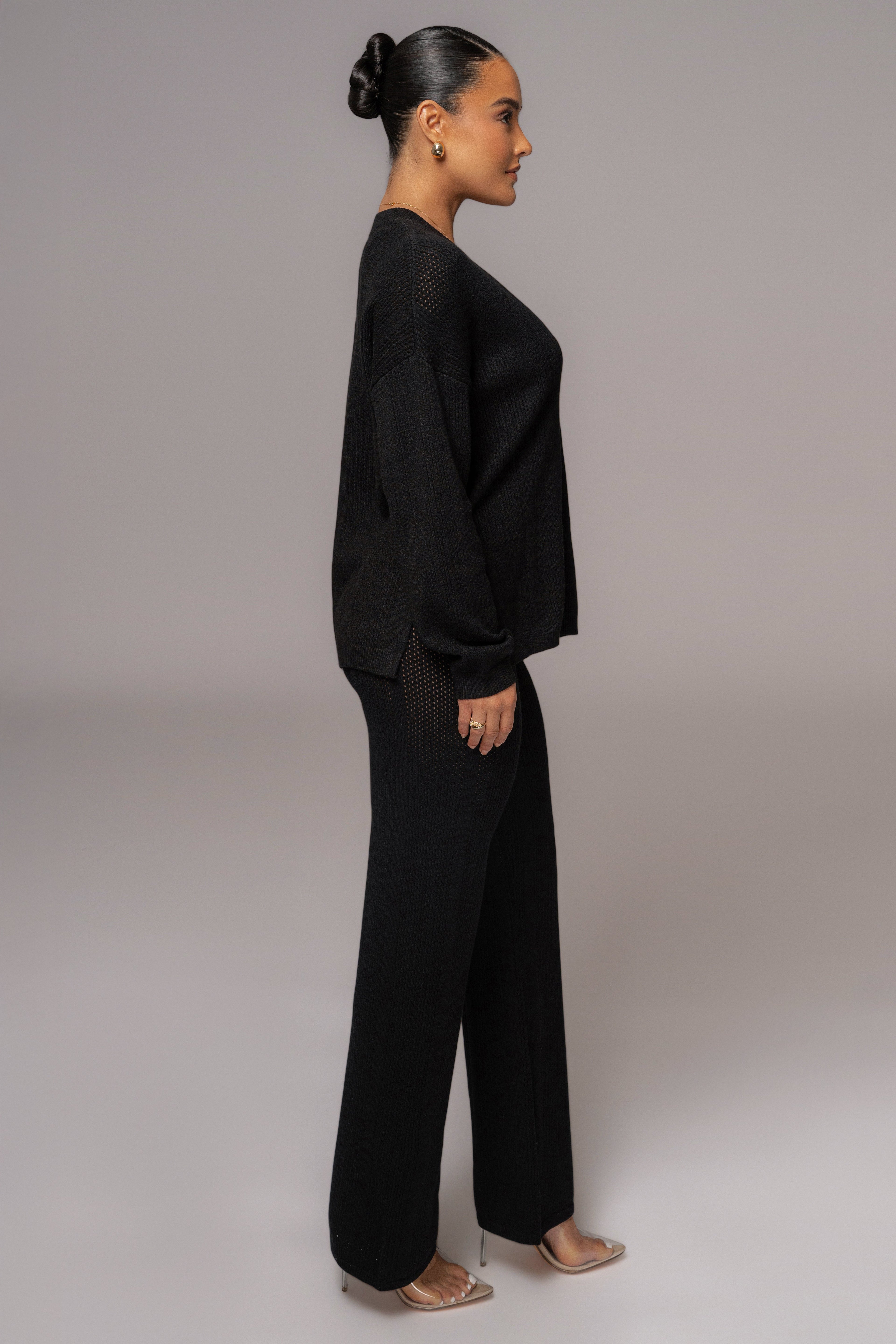 Black Fortuna Sweater Knit Pants