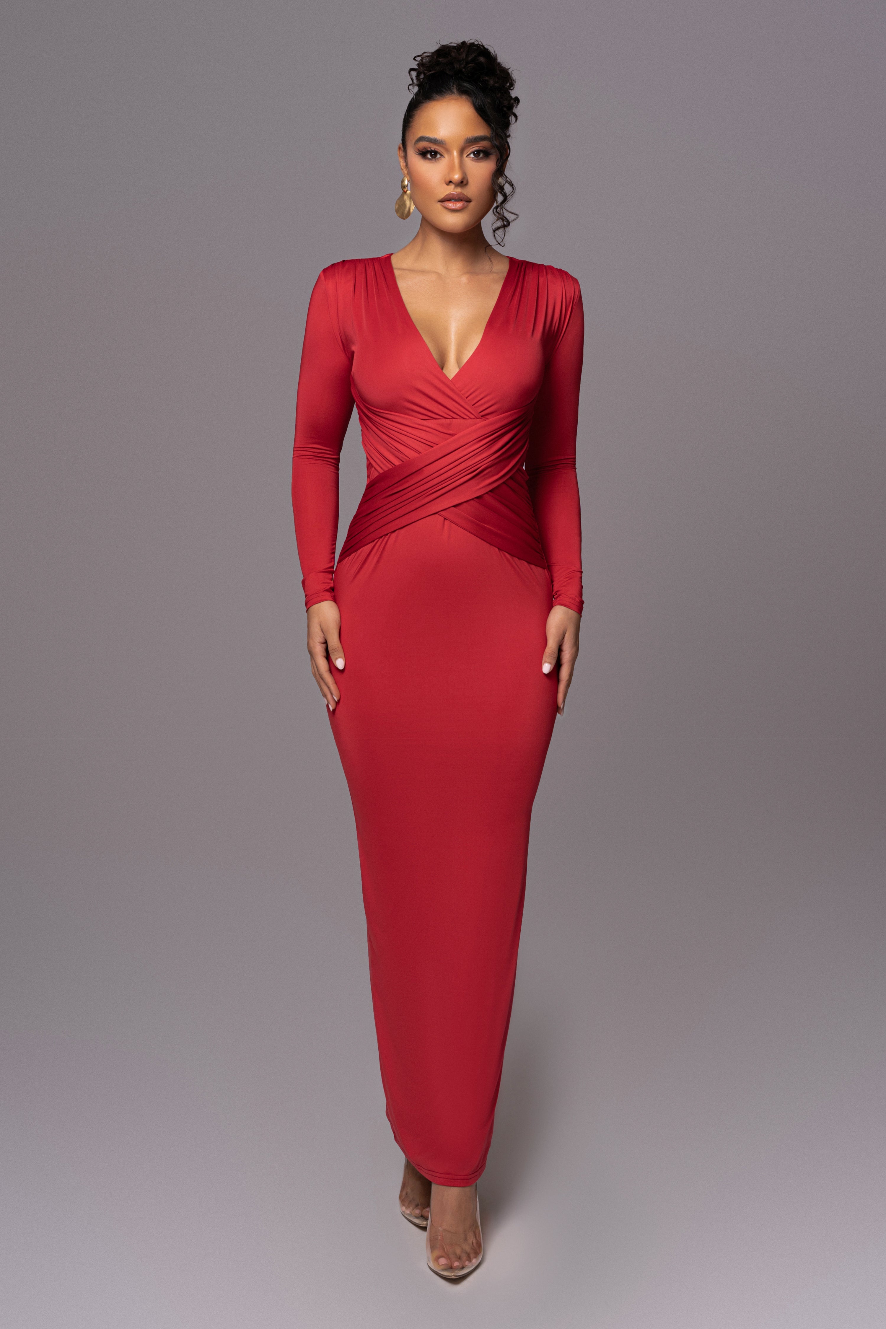 Red Rowan Plunge Maxi Dress